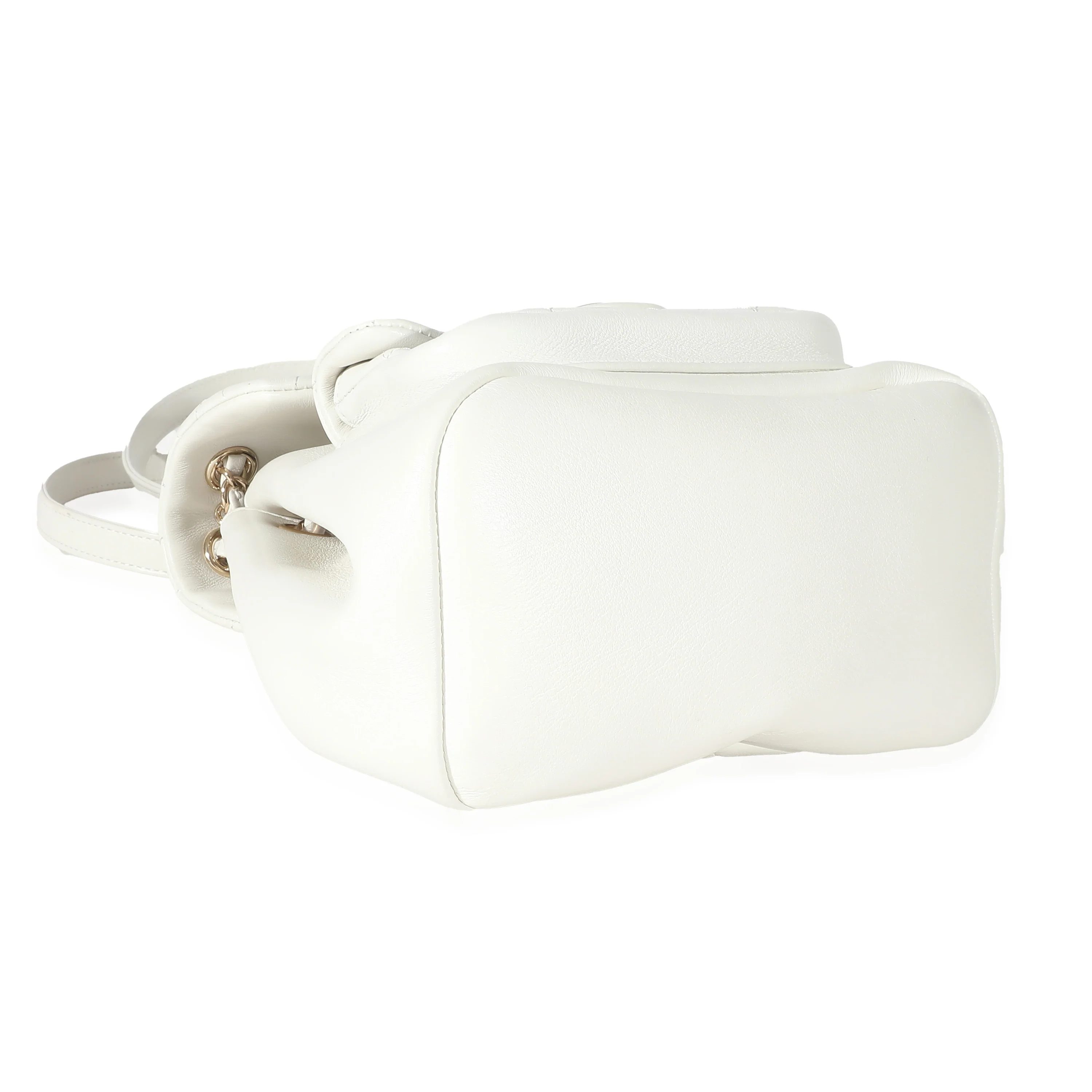 Chanel White Shiny Aged Quilted Lambskin Small Duma Drawstring Backpack - Image 6
