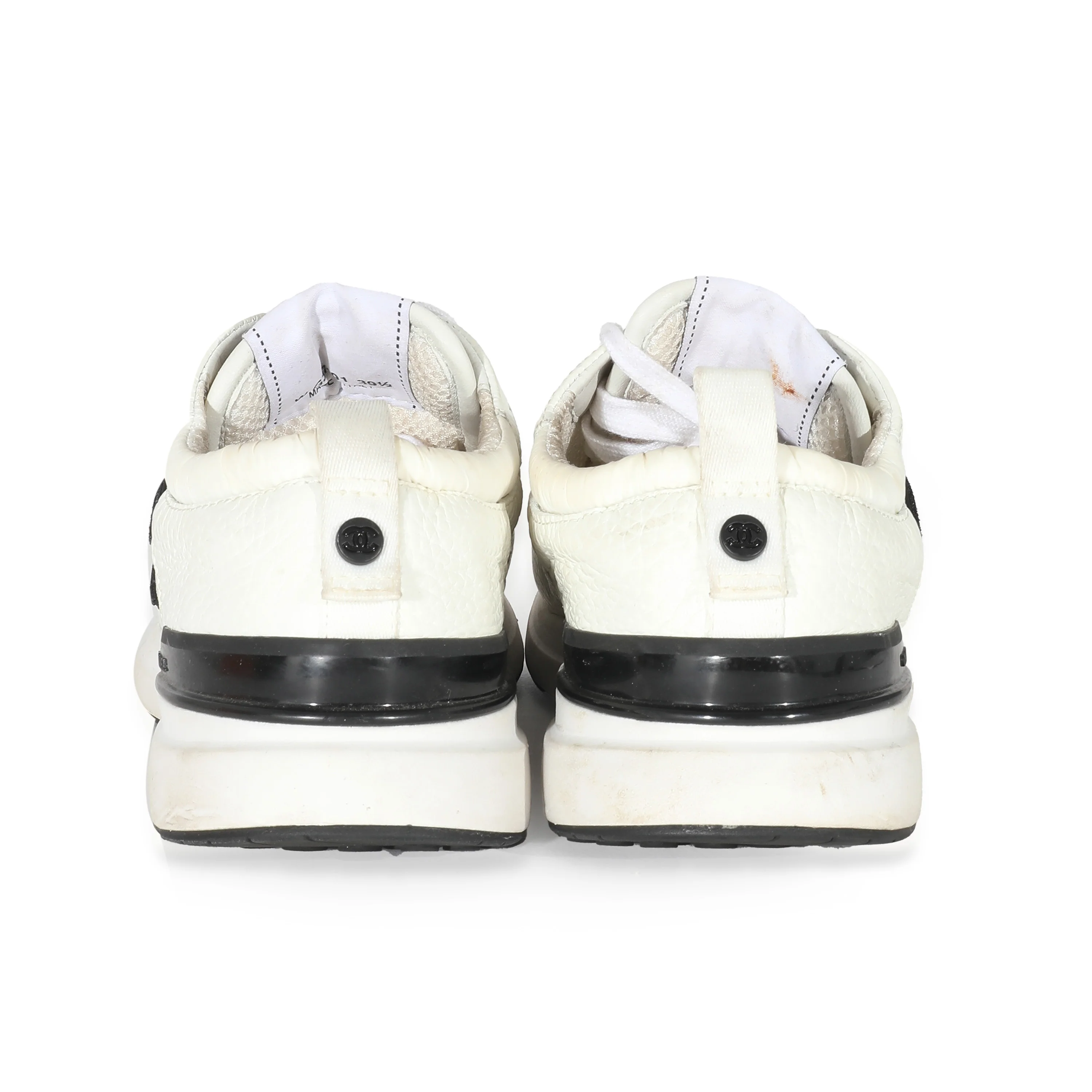 Chanel White Leather Mesh CC Sneaker 39 1/2 - Image 3