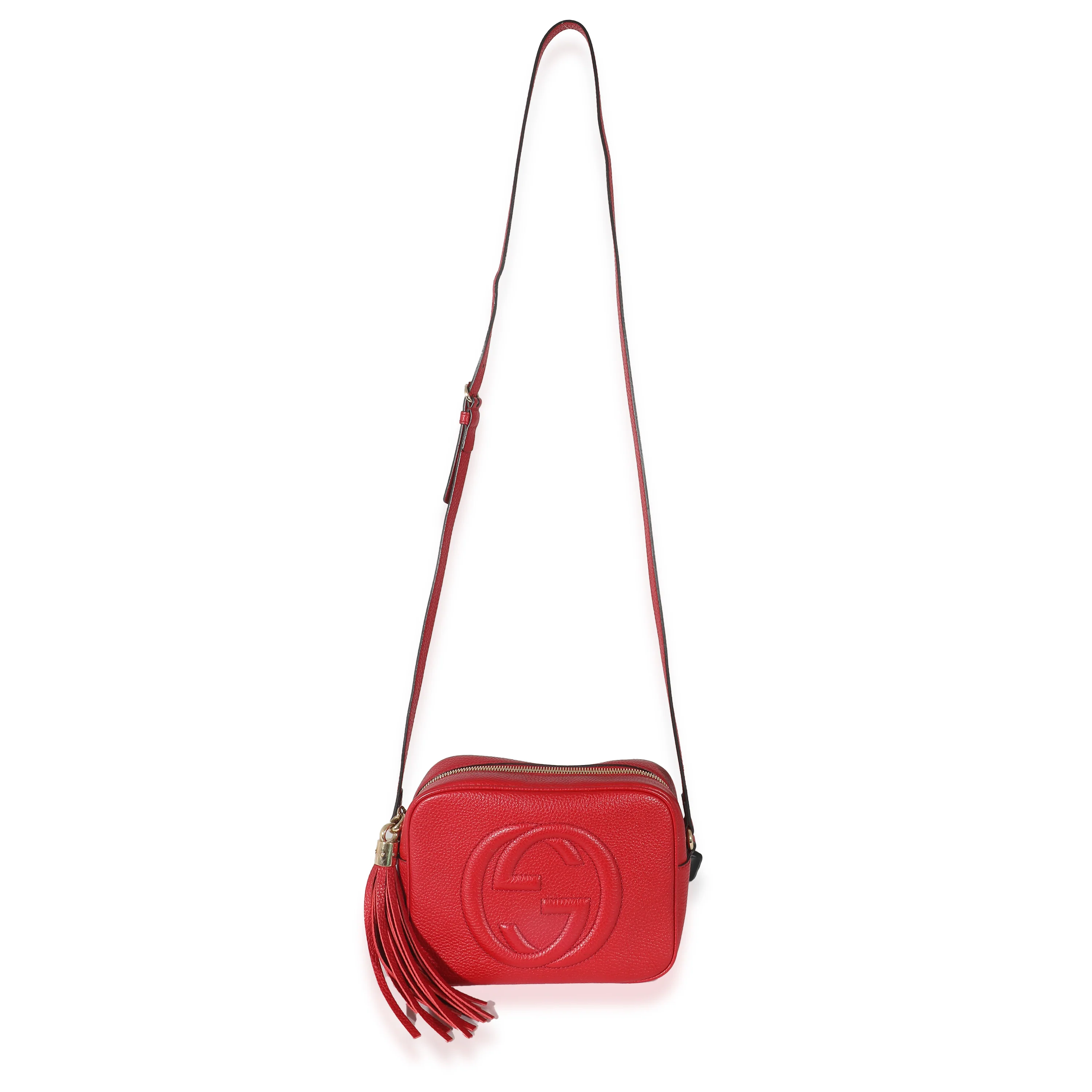 Gucci Red Pebbled Leather Soho Disco - Image 4