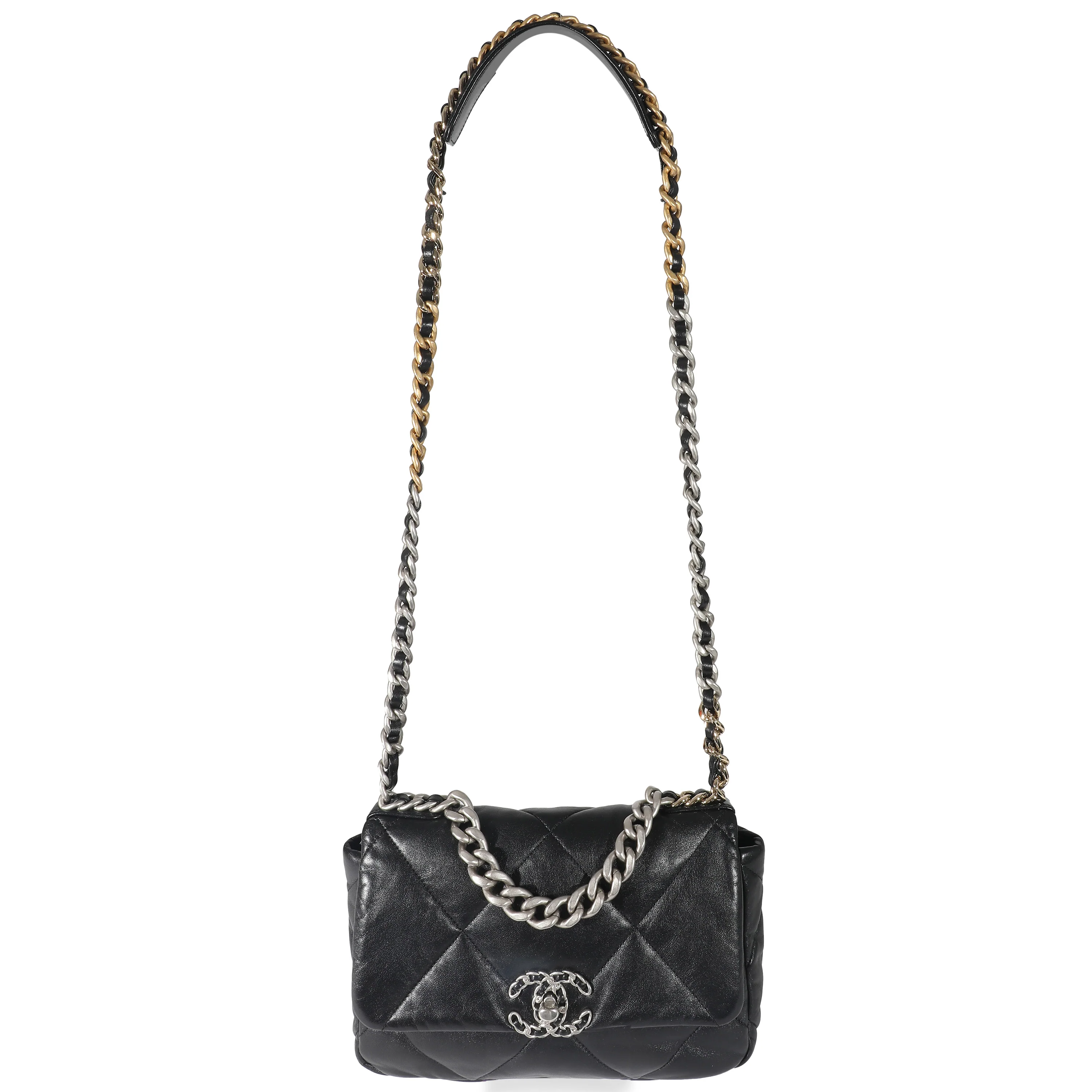 Chanel Black Quilted Goatskin Medium Chanel 19 Flap Bag - Image 4