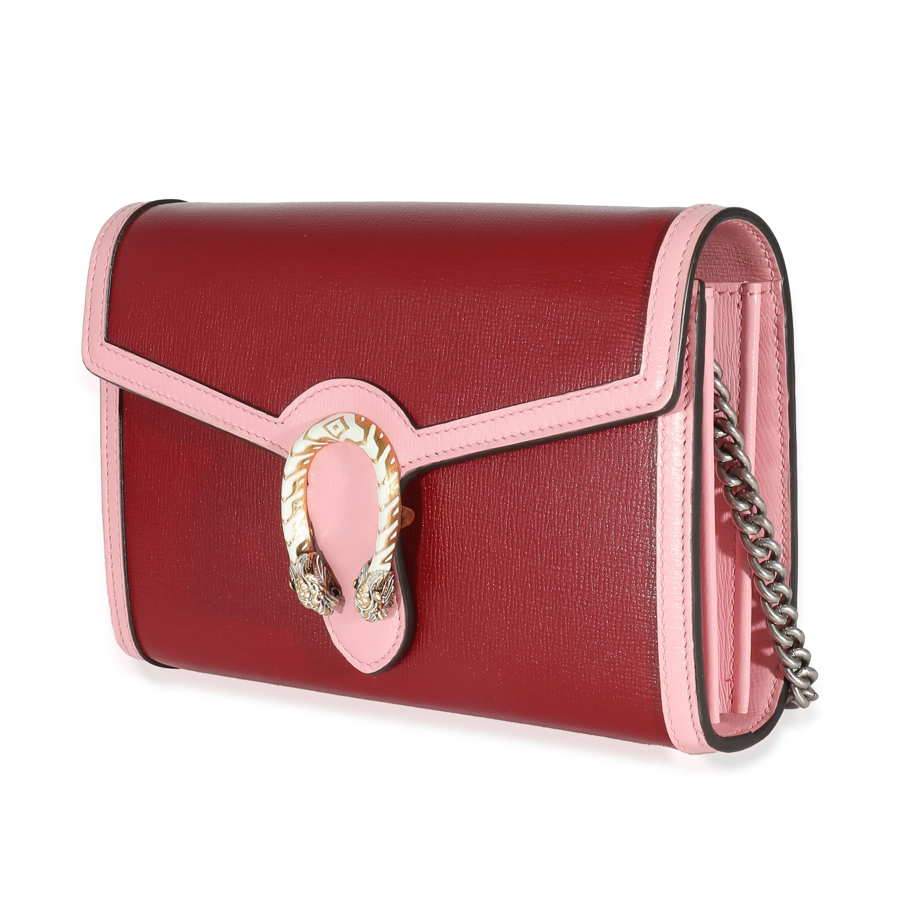 Pink White Leather Dionysus Chain Wallet - Image 2