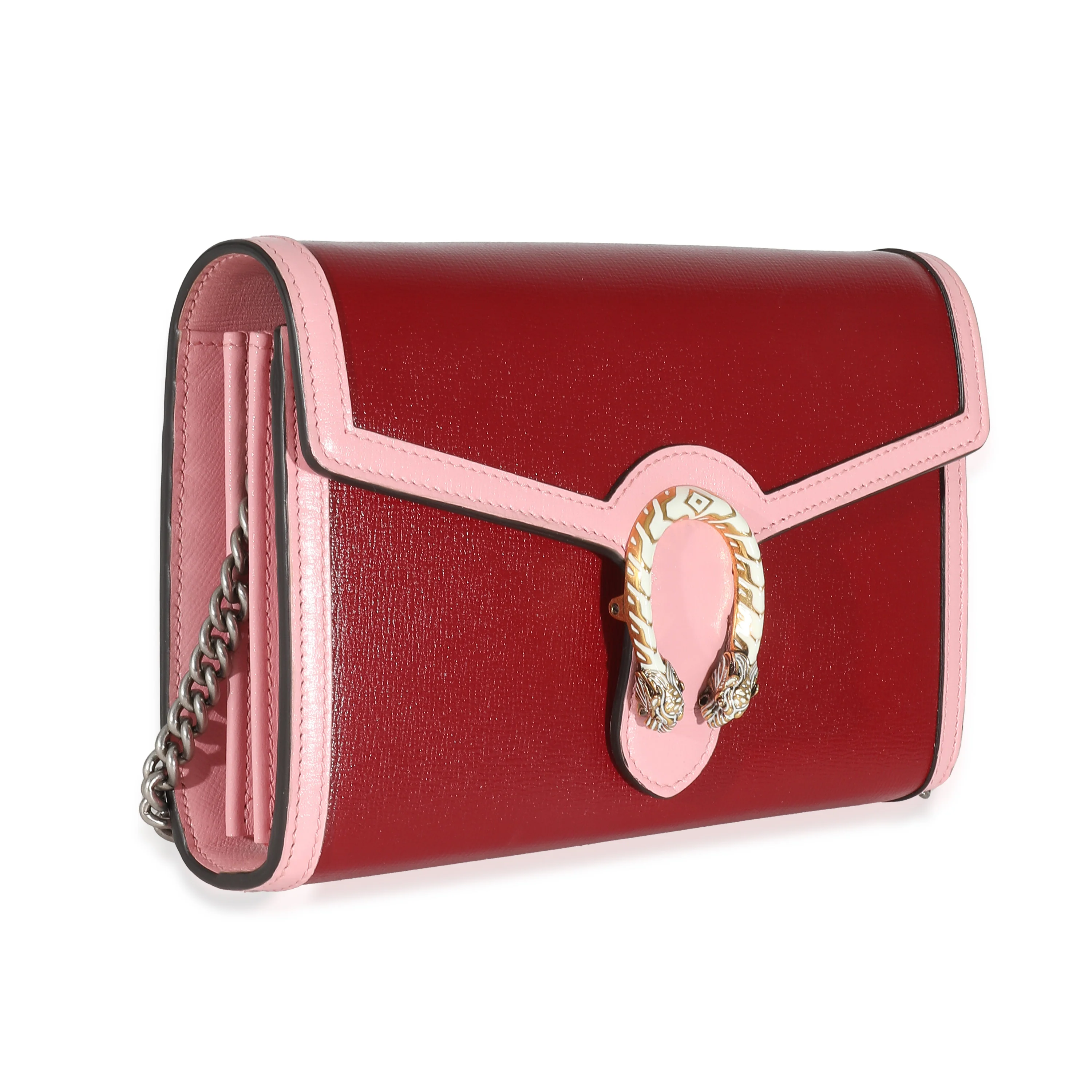 Pink White Leather Dionysus Chain Wallet - Image 3