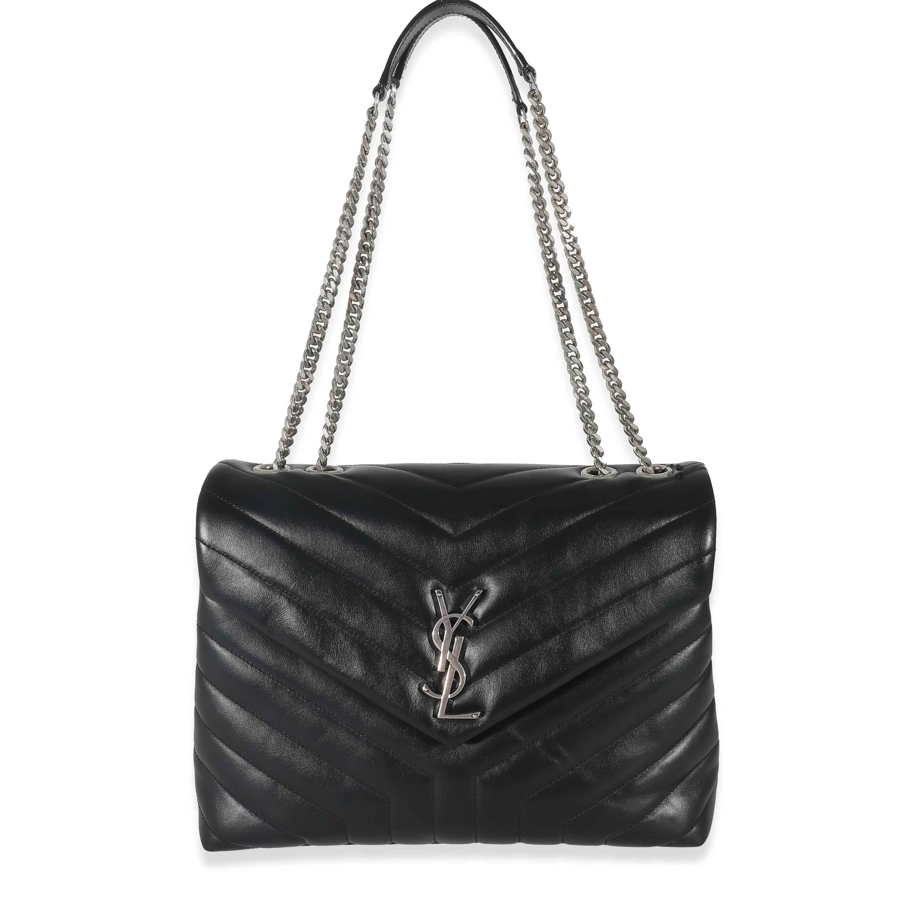 Saint Laurent Black Matelassé Leather Medium Loulou Bag - Image 4