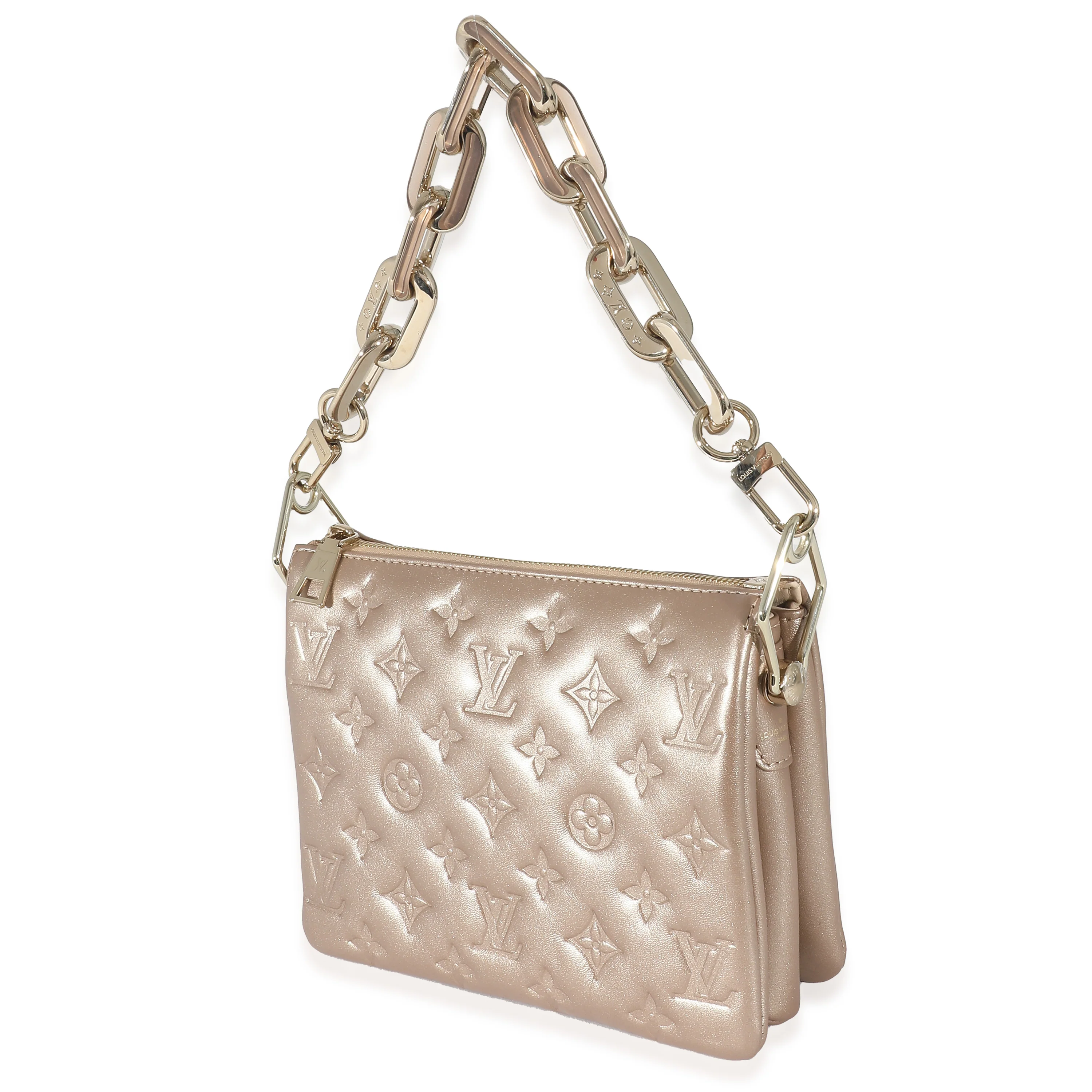 Louis Vuitton Light Gold Monogram Embossed Puffy Lambskin Coussin BB - Image 2