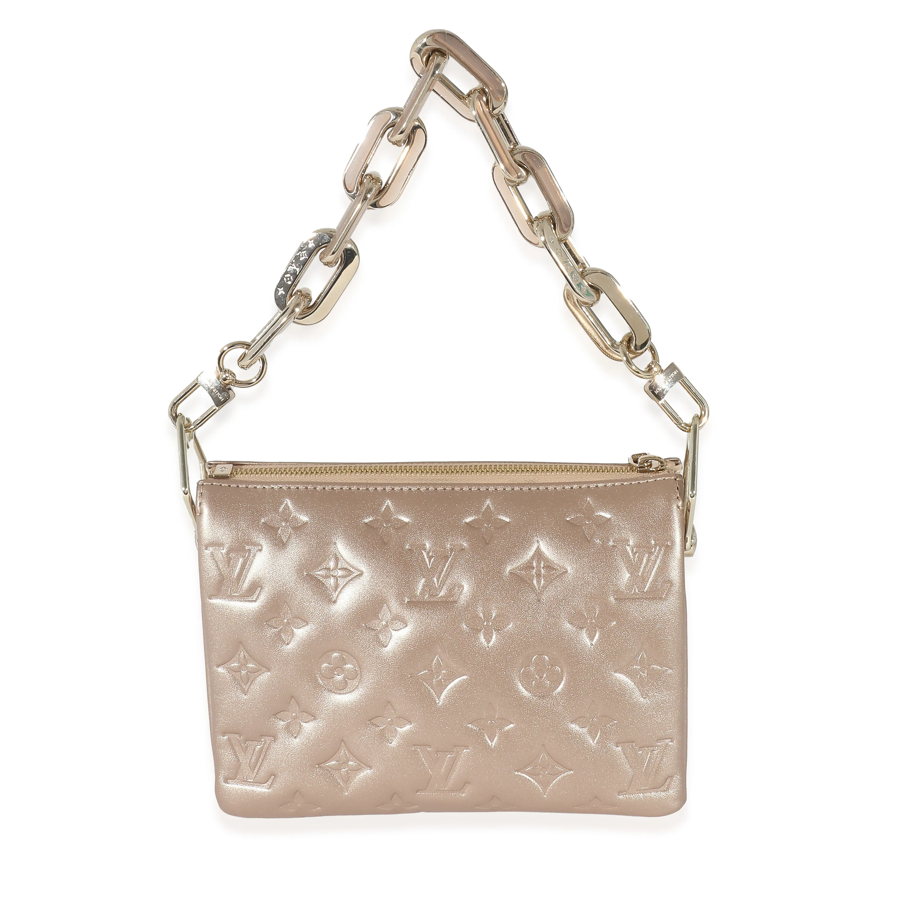 Louis Vuitton Light Gold Monogram Embossed Puffy Lambskin Coussin BB - Image 3