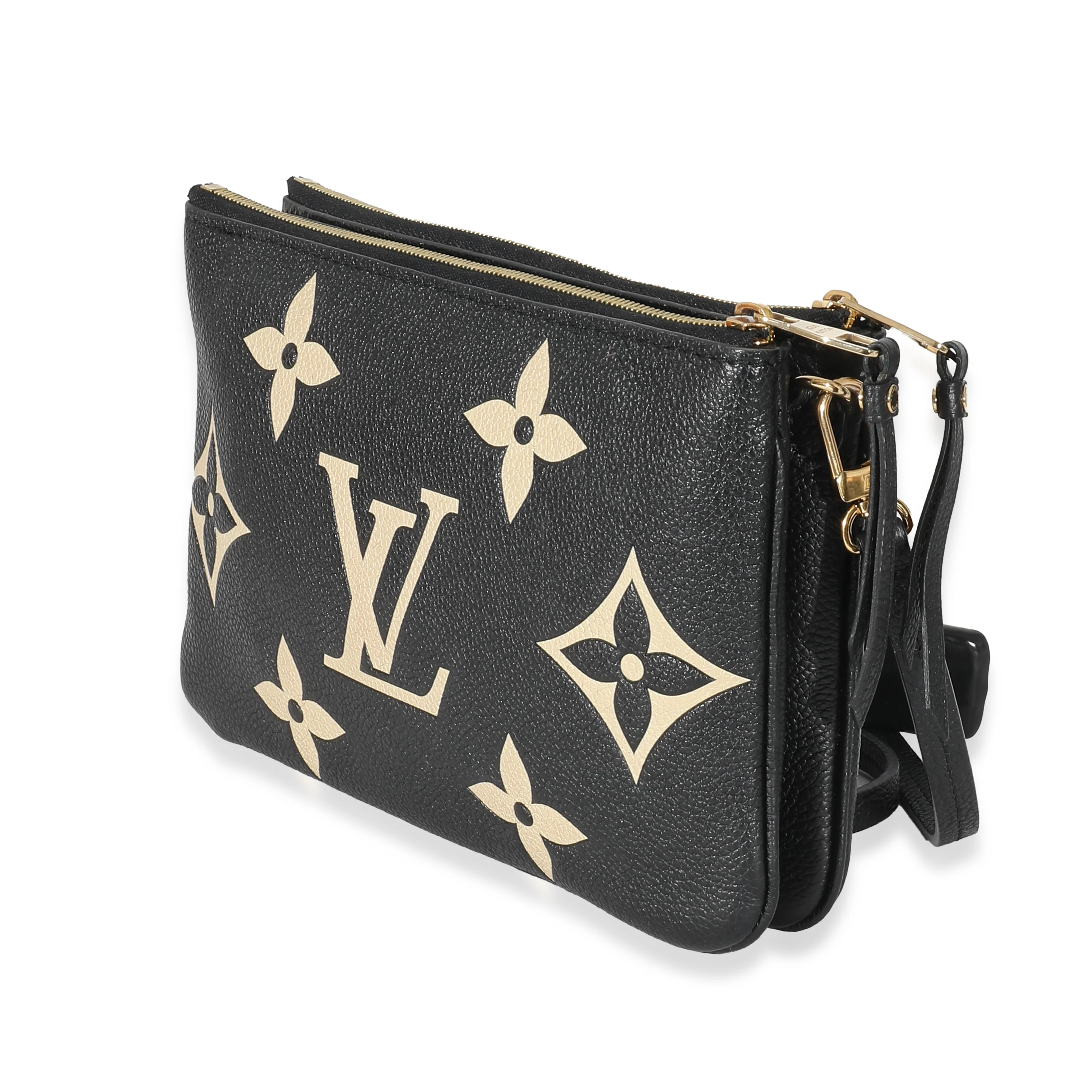Louis Vuitton Black & Beige Monogram Empreinte Double Zip Pochette - Image 2