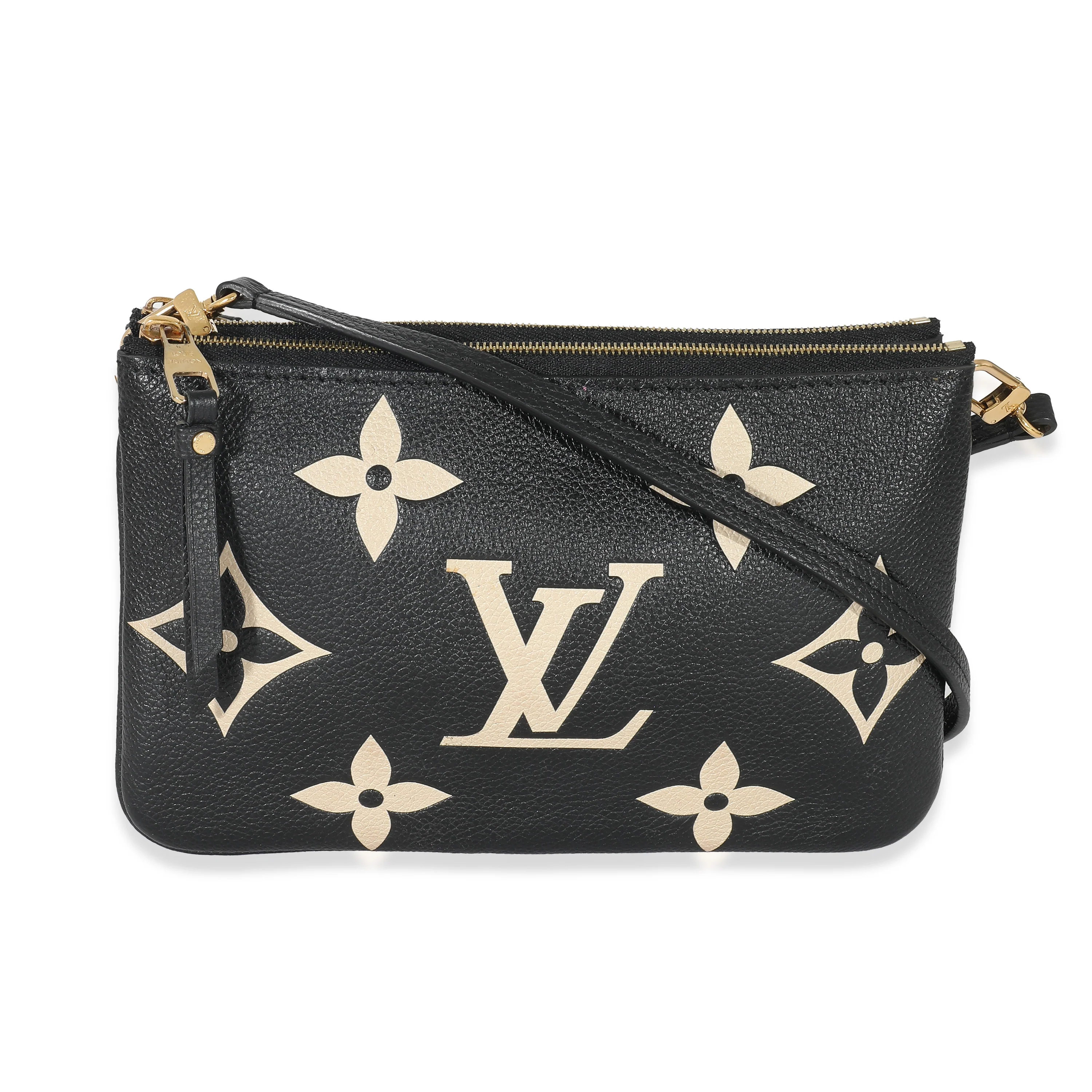 Louis Vuitton Black & Beige Monogram Empreinte Double Zip Pochette - Image 3