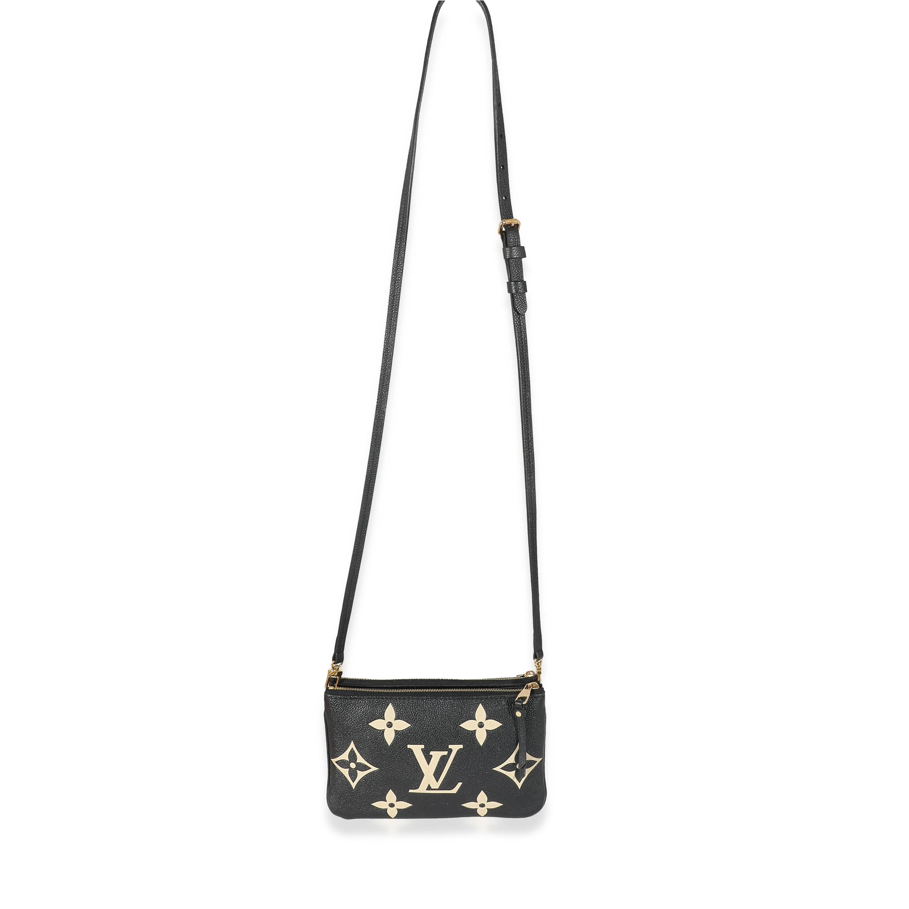 Louis Vuitton Black & Beige Monogram Empreinte Double Zip Pochette - Image 4