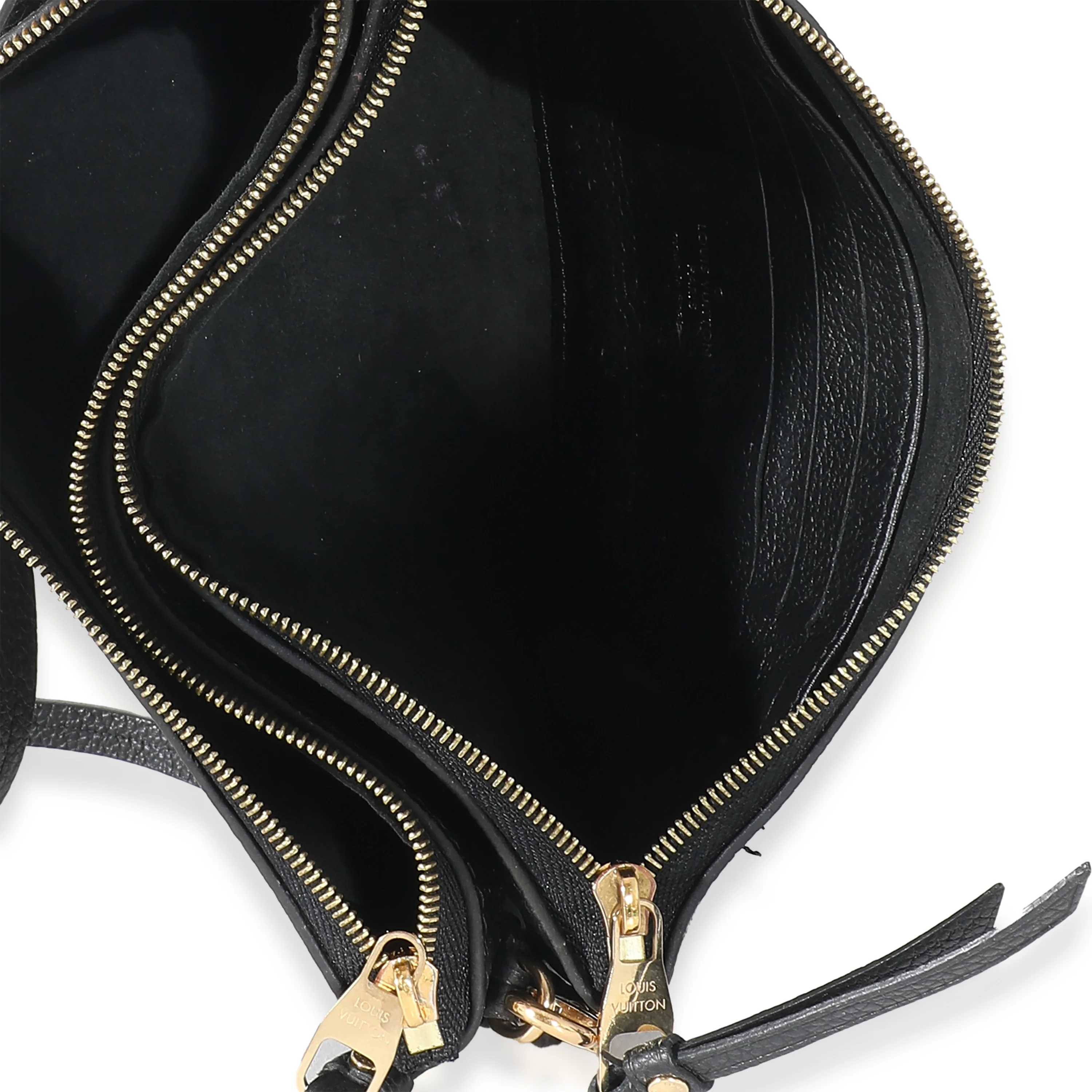 Louis Vuitton Black & Beige Monogram Empreinte Double Zip Pochette - Image 8