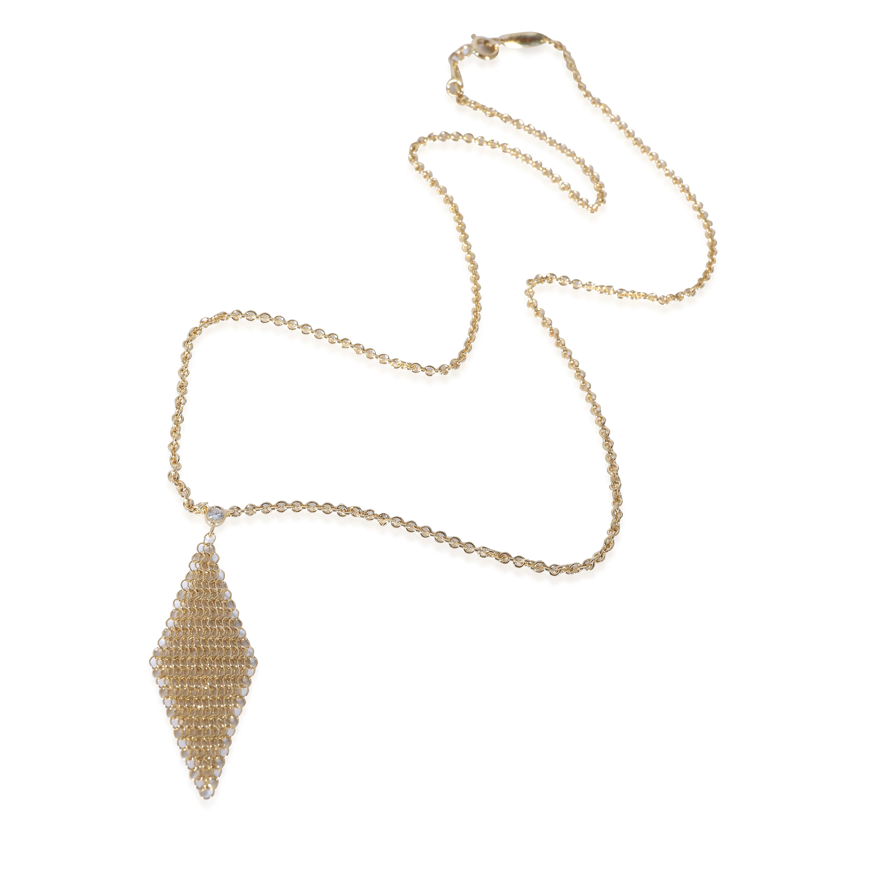 Tiffany & Co. Elsa Peretti Mesh Pendant With Diamond in 18k Yellow Gold 0.03 CTW - Image 2