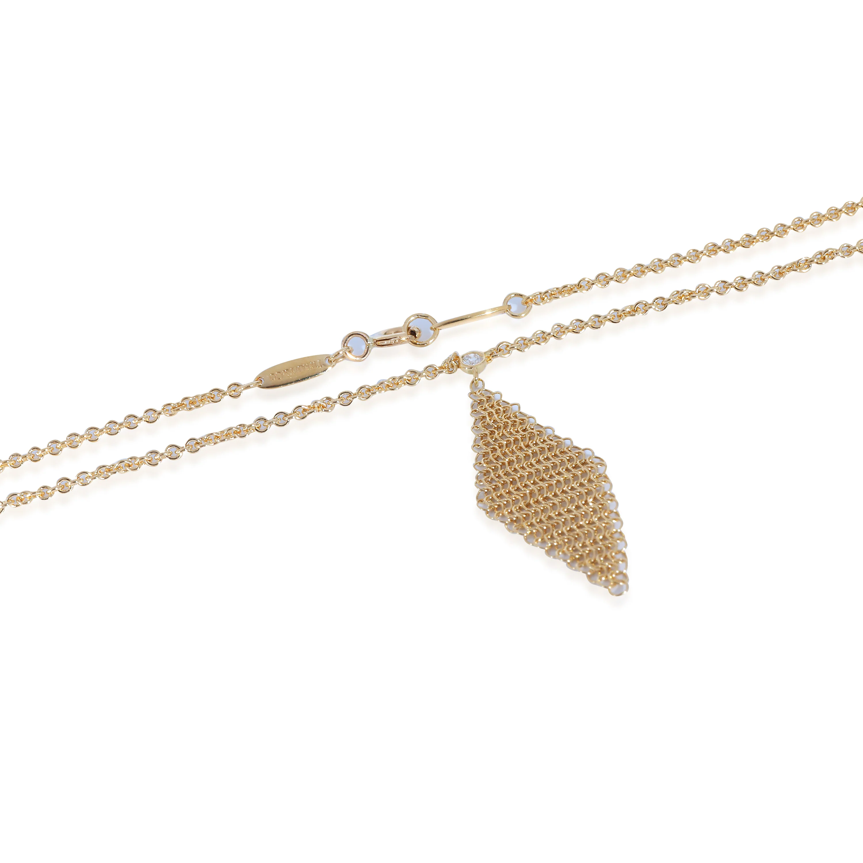 Tiffany & Co. Elsa Peretti Mesh Pendant With Diamond in 18k Yellow Gold 0.03 CTW - Image 3