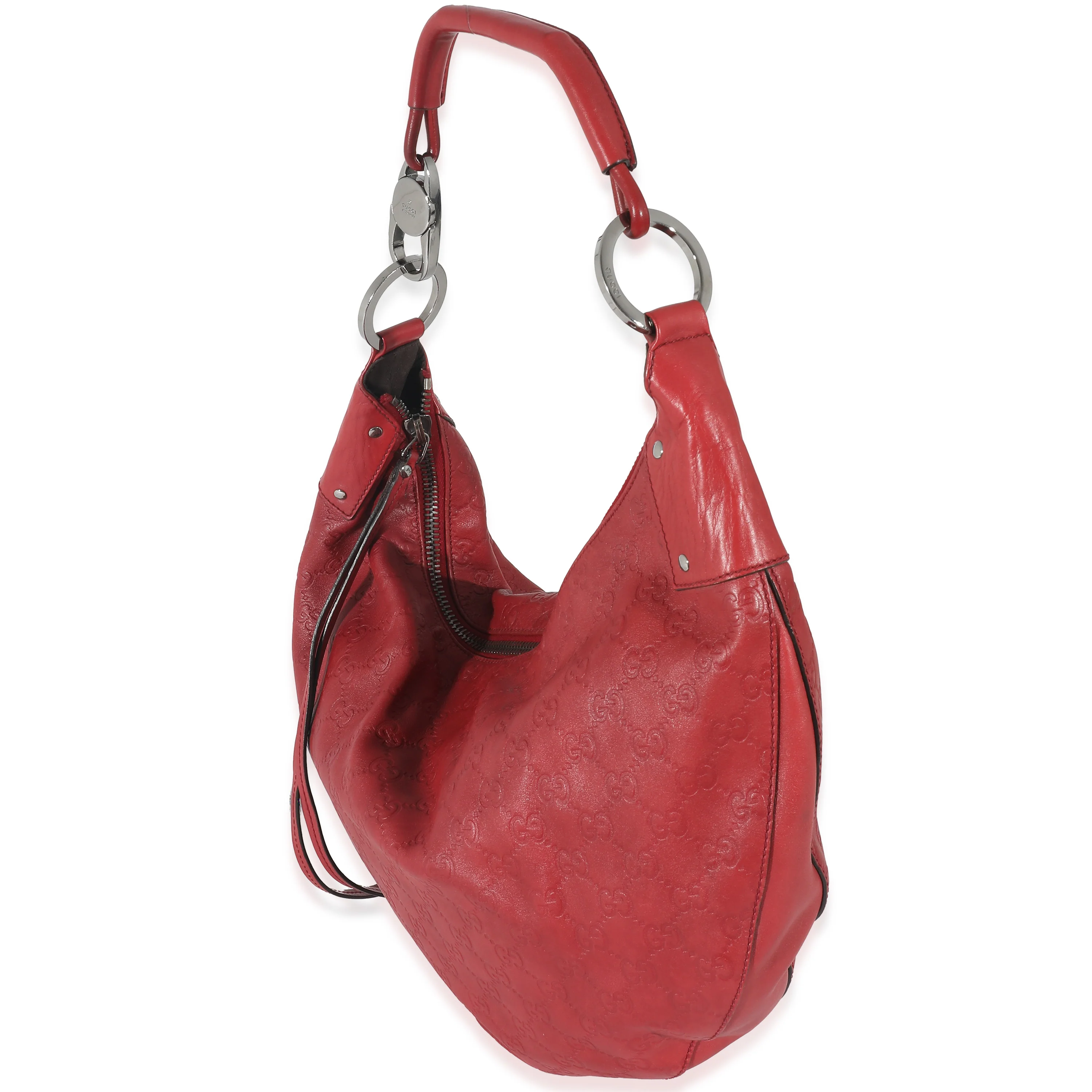 Gucci Red Guccissima Half Moon Hobo - Image 2