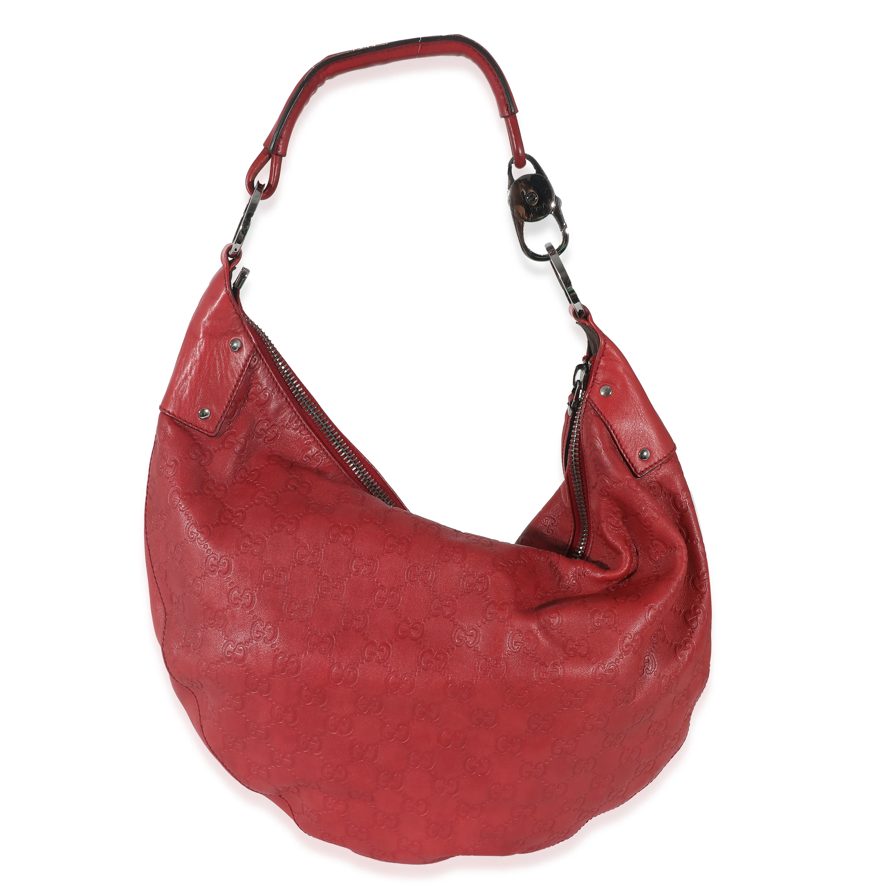Gucci Red Guccissima Half Moon Hobo - Image 3