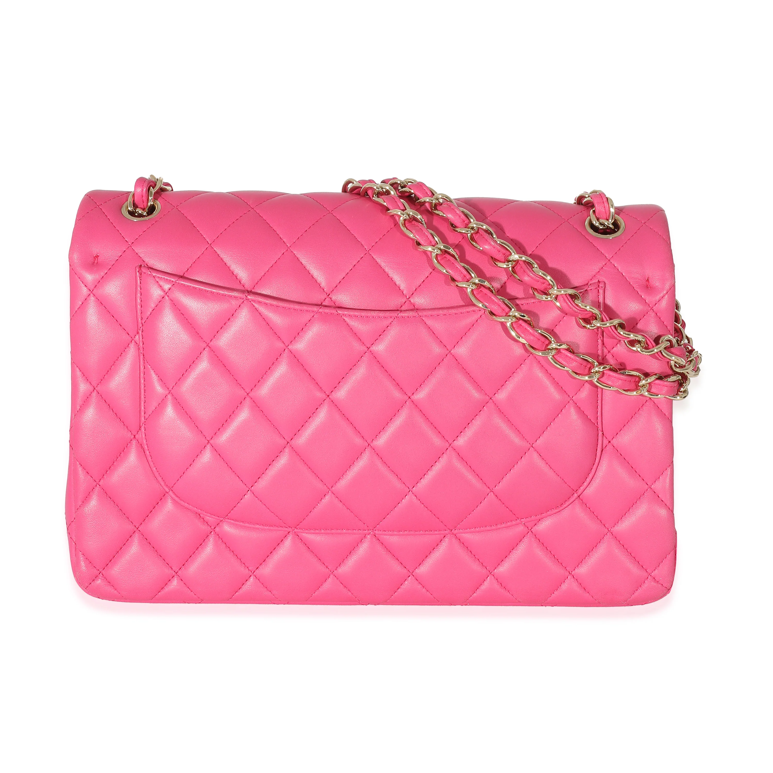 Chanel Pink Lambskin Jumbo Classic Double Flap Bag - Image 3
