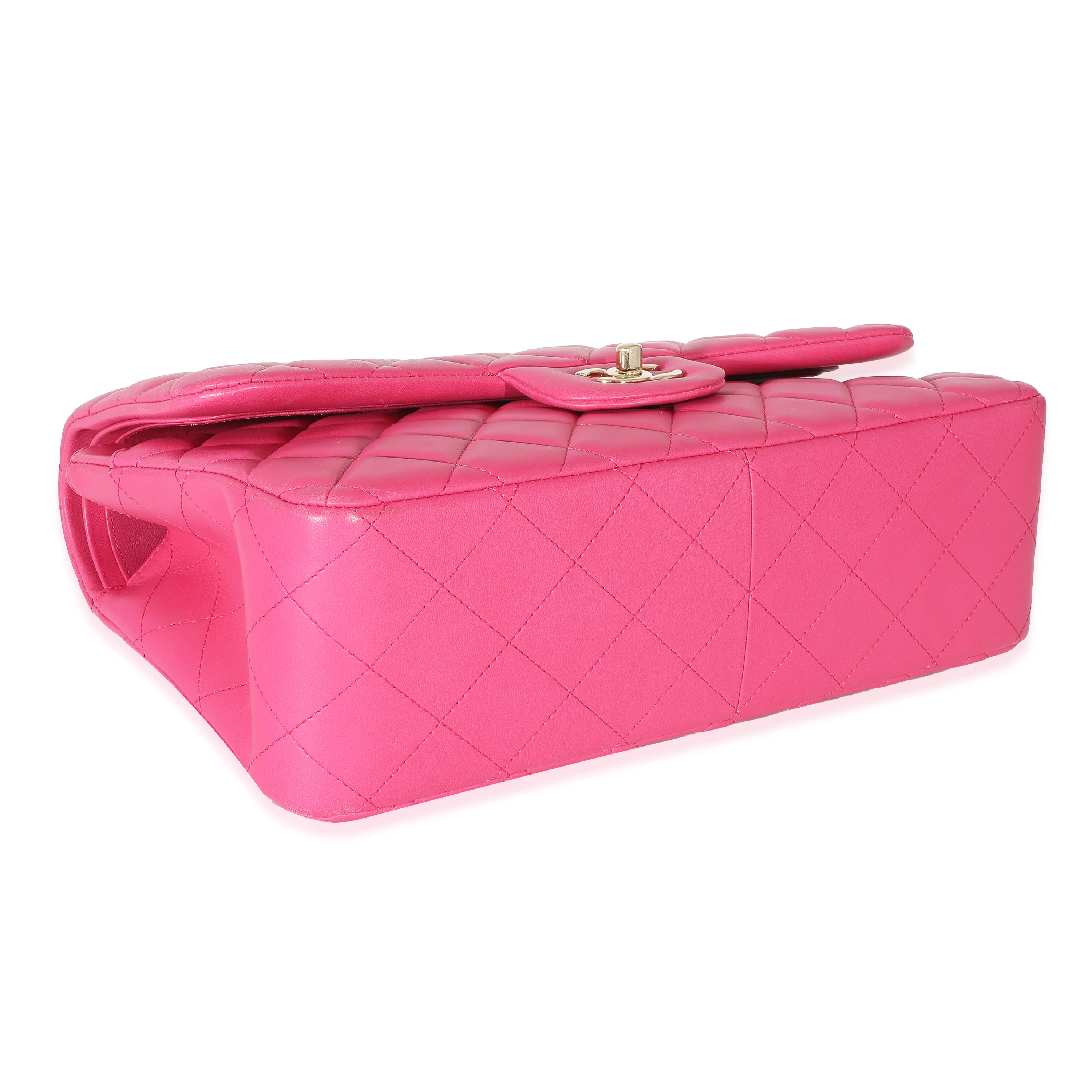 Chanel Pink Lambskin Jumbo Classic Double Flap Bag - Image 4