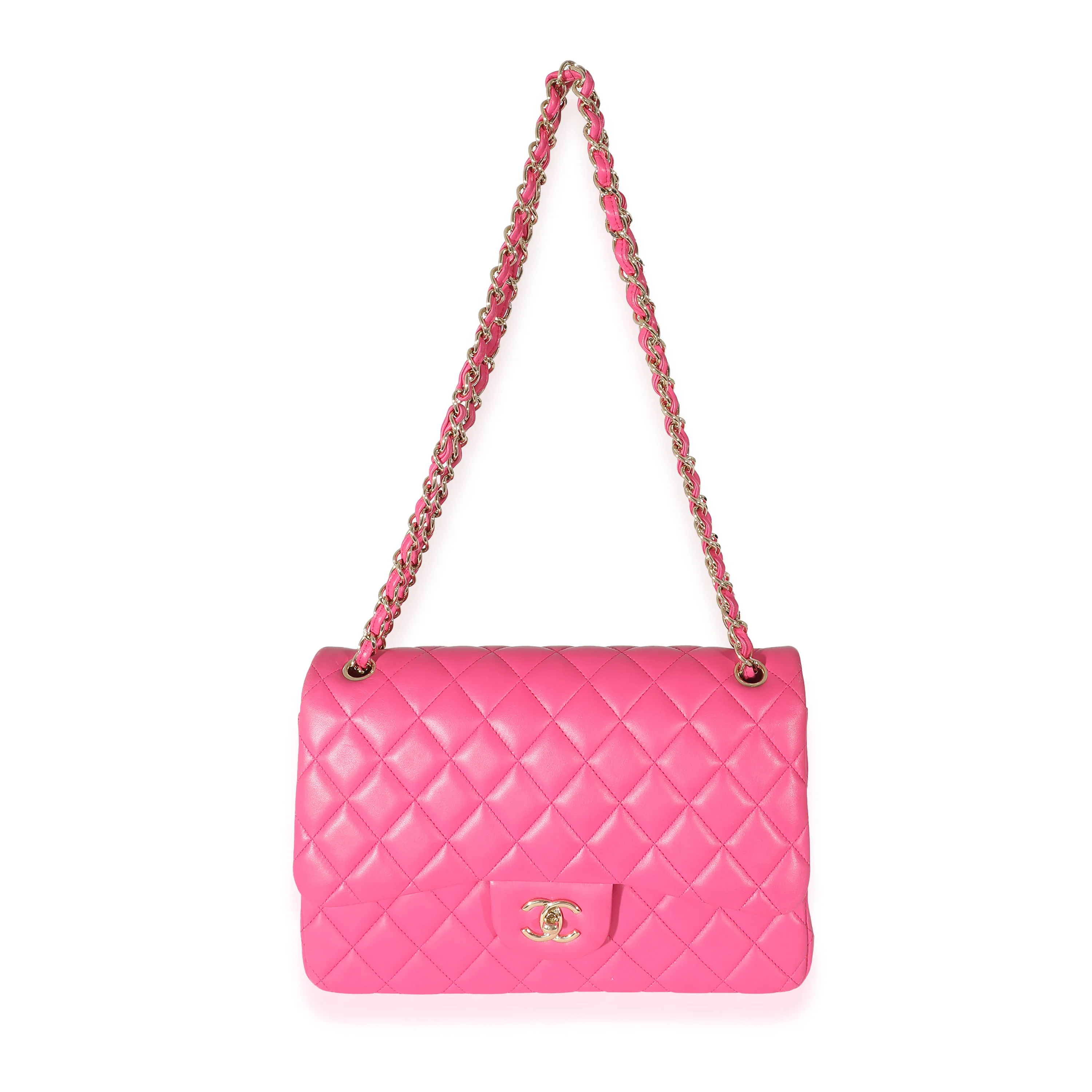 Chanel Pink Lambskin Jumbo Classic Double Flap Bag - Image 6