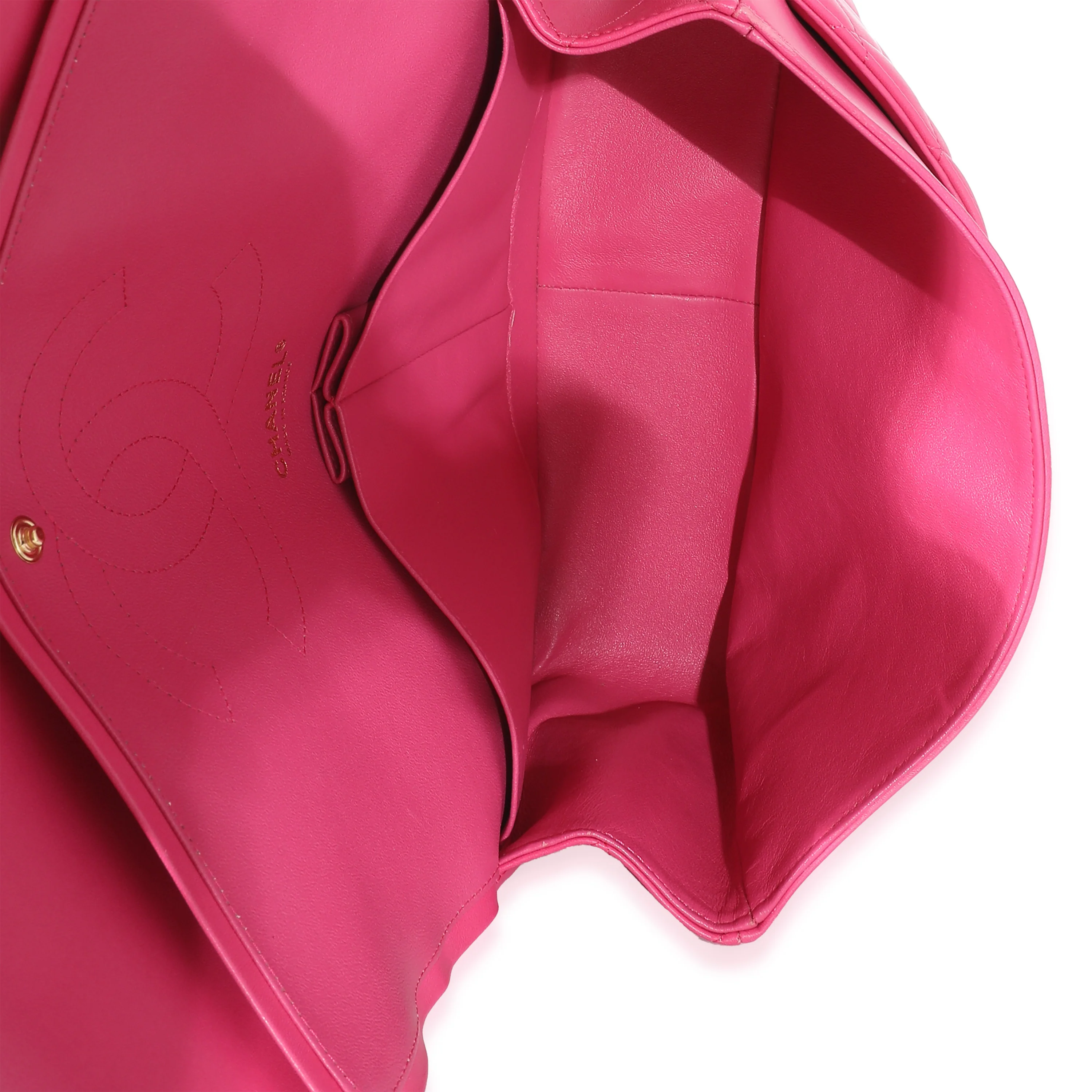 Chanel Pink Lambskin Jumbo Classic Double Flap Bag - Image 7