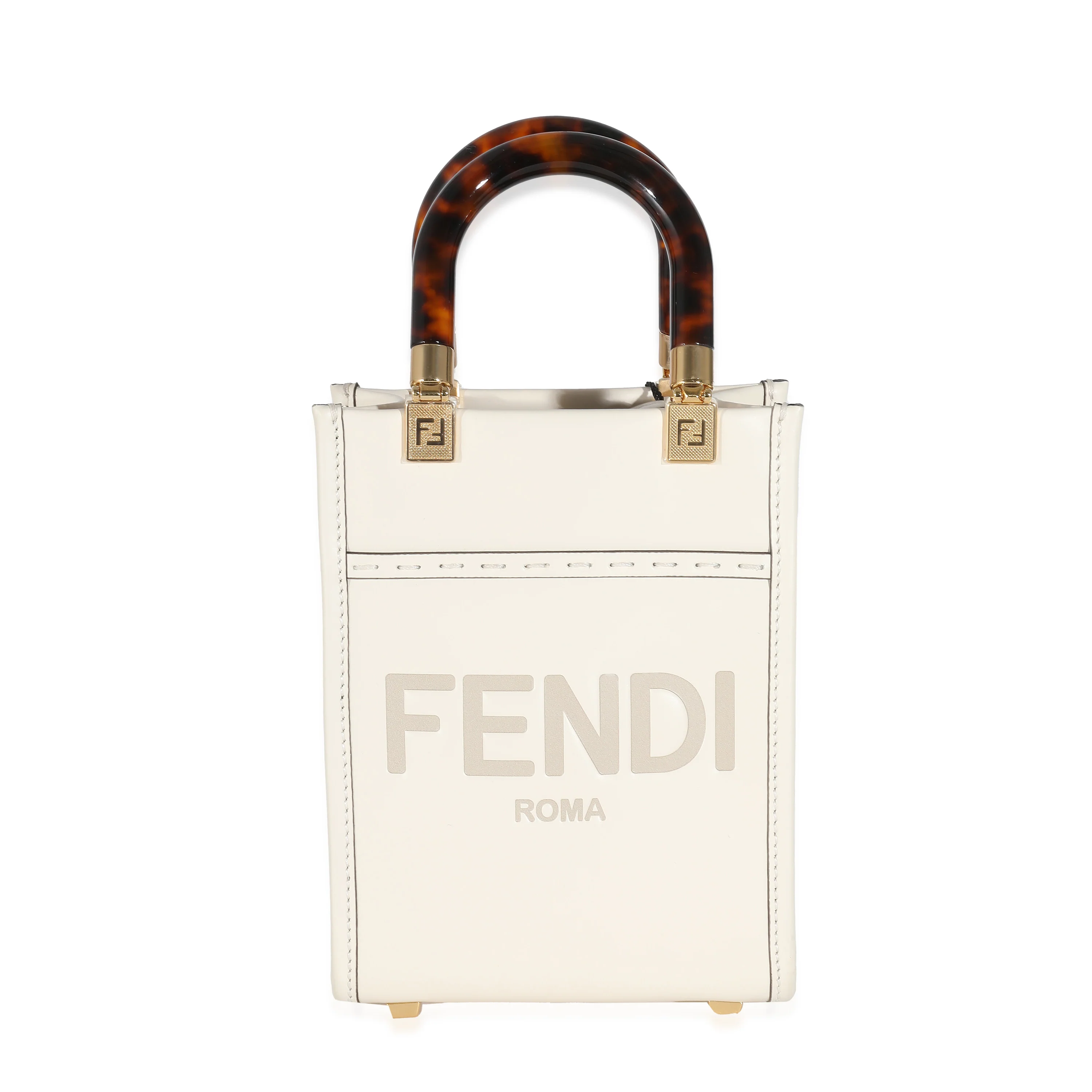 White Leather Mini Sunshine Shopper