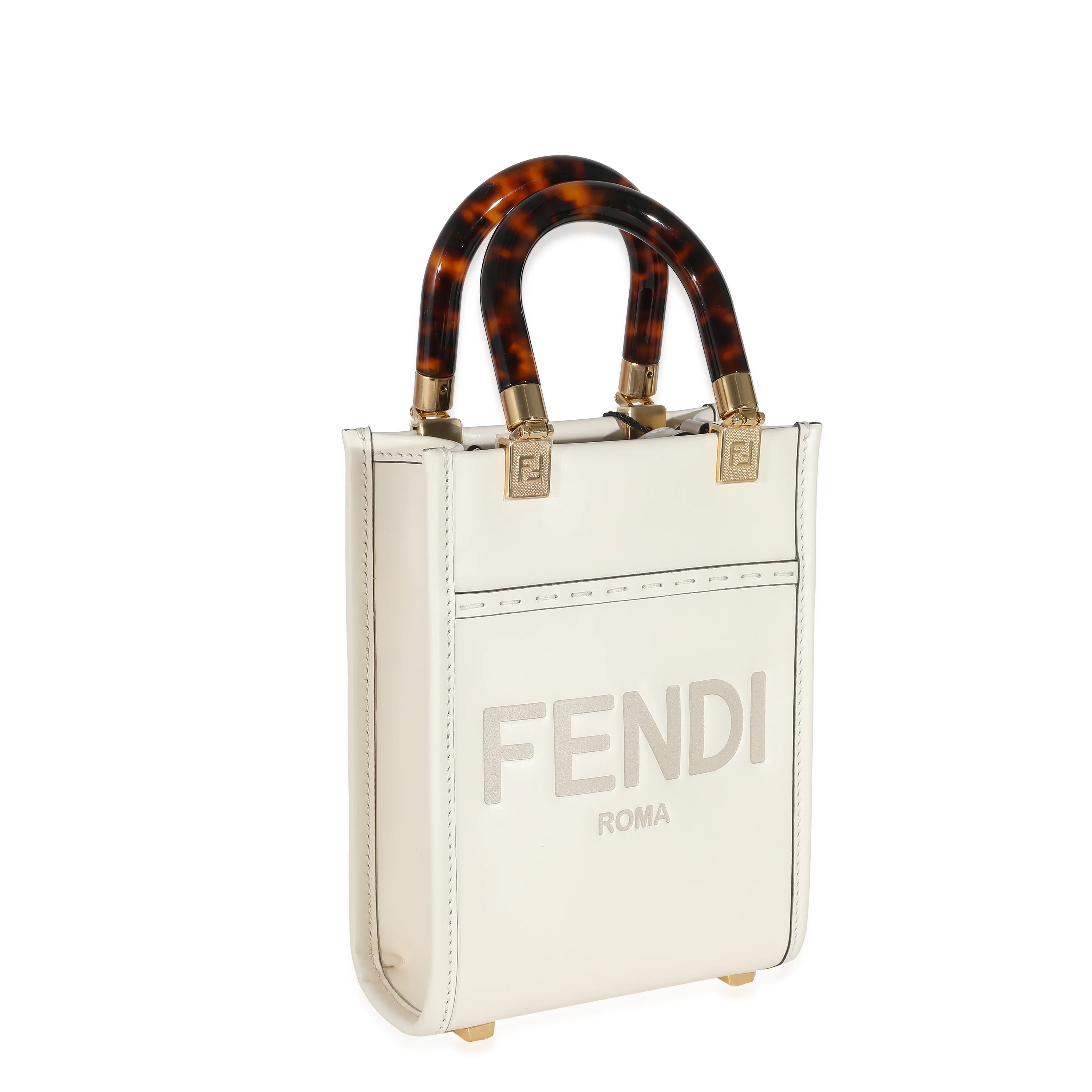 White Leather Mini Sunshine Shopper - Image 3