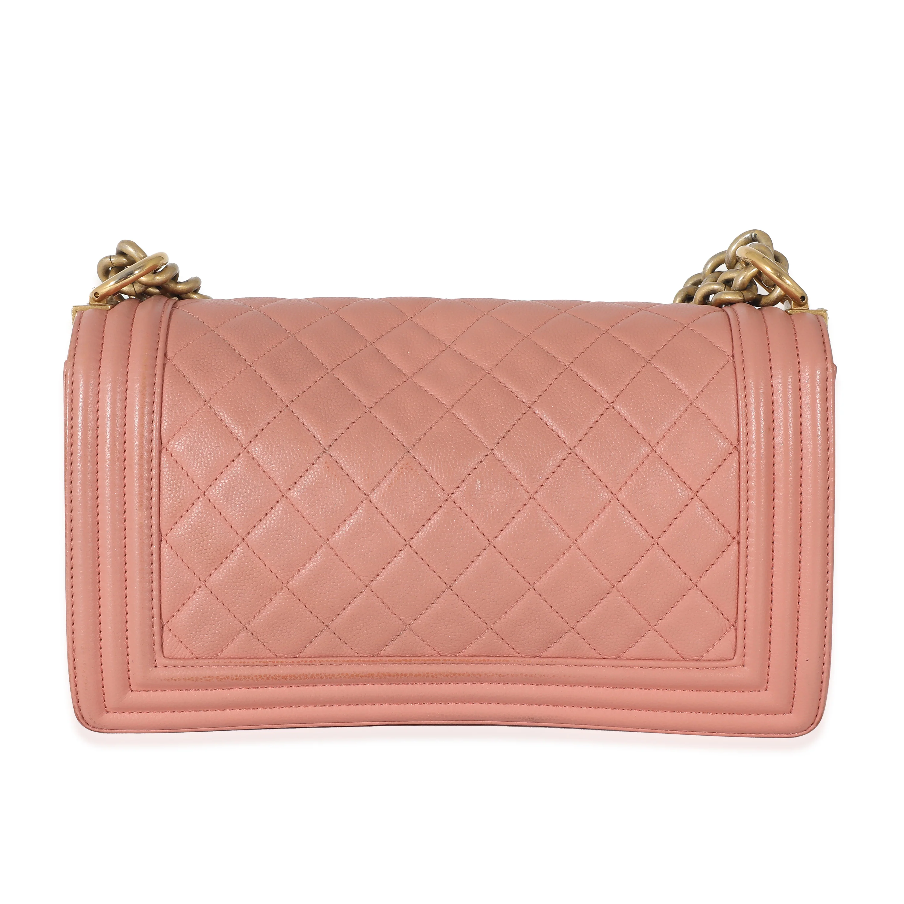 Pink Quilted Caviar Old Medium Boy Bag - Image 4