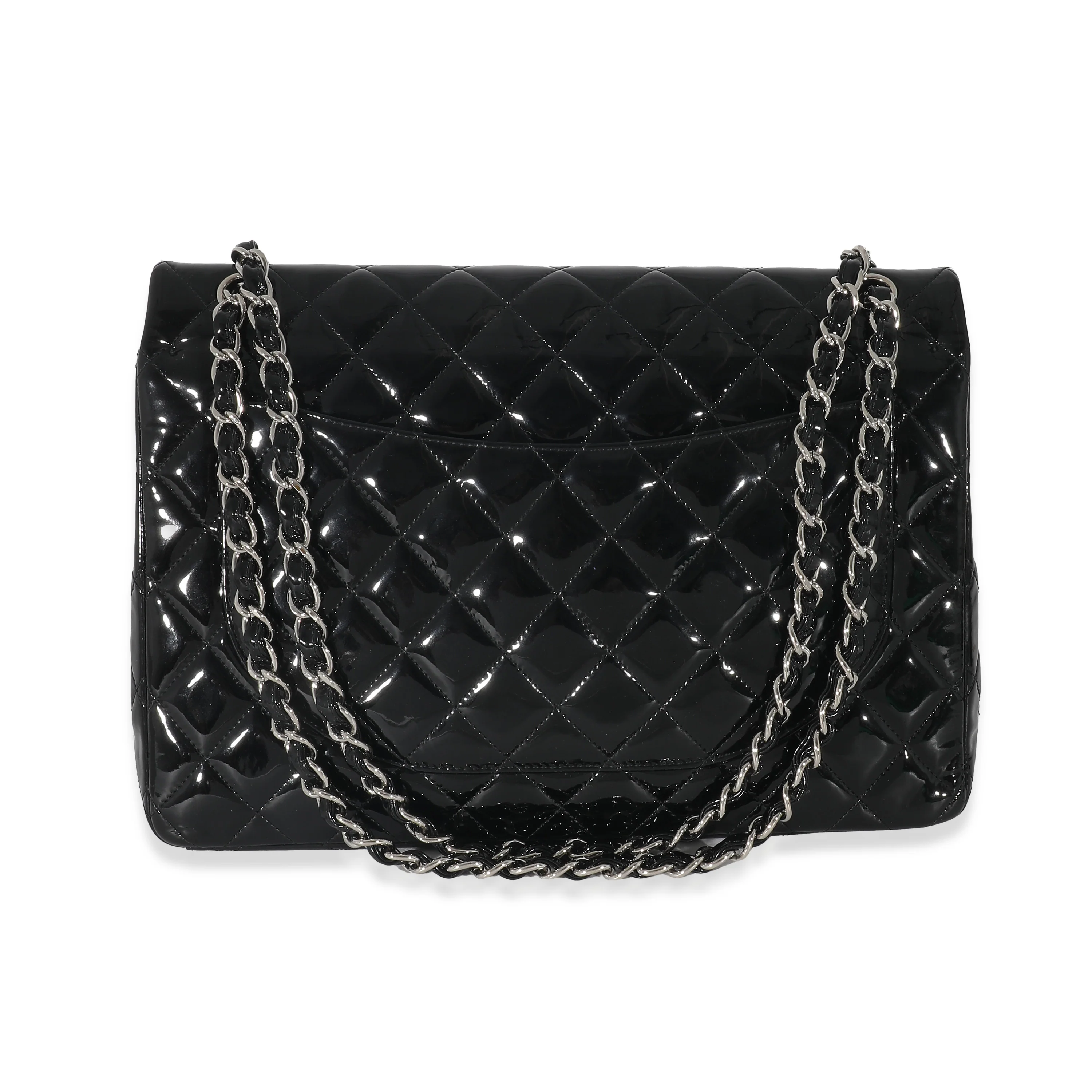 Chanel Black Quilted Patent Leather Classic Maxi Flap Bag - Image 3