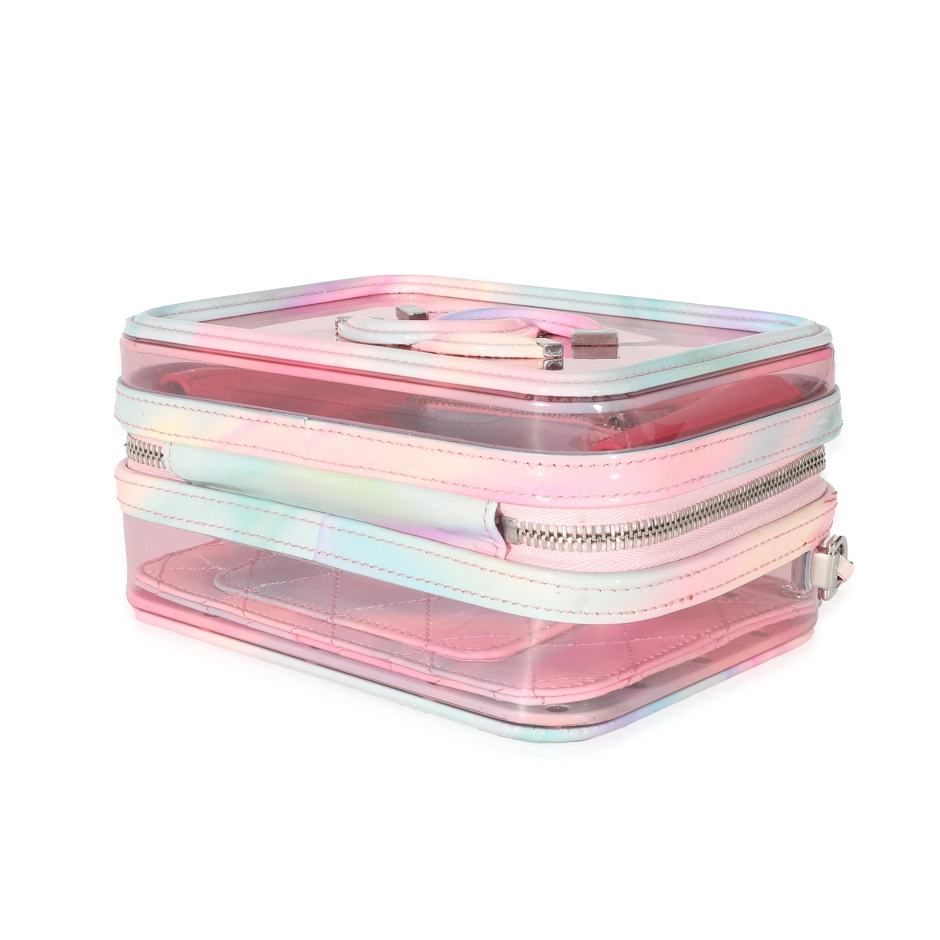 Chanel Pink PVC & Multicolor Patent Leather CC Vanity Case - Image 7