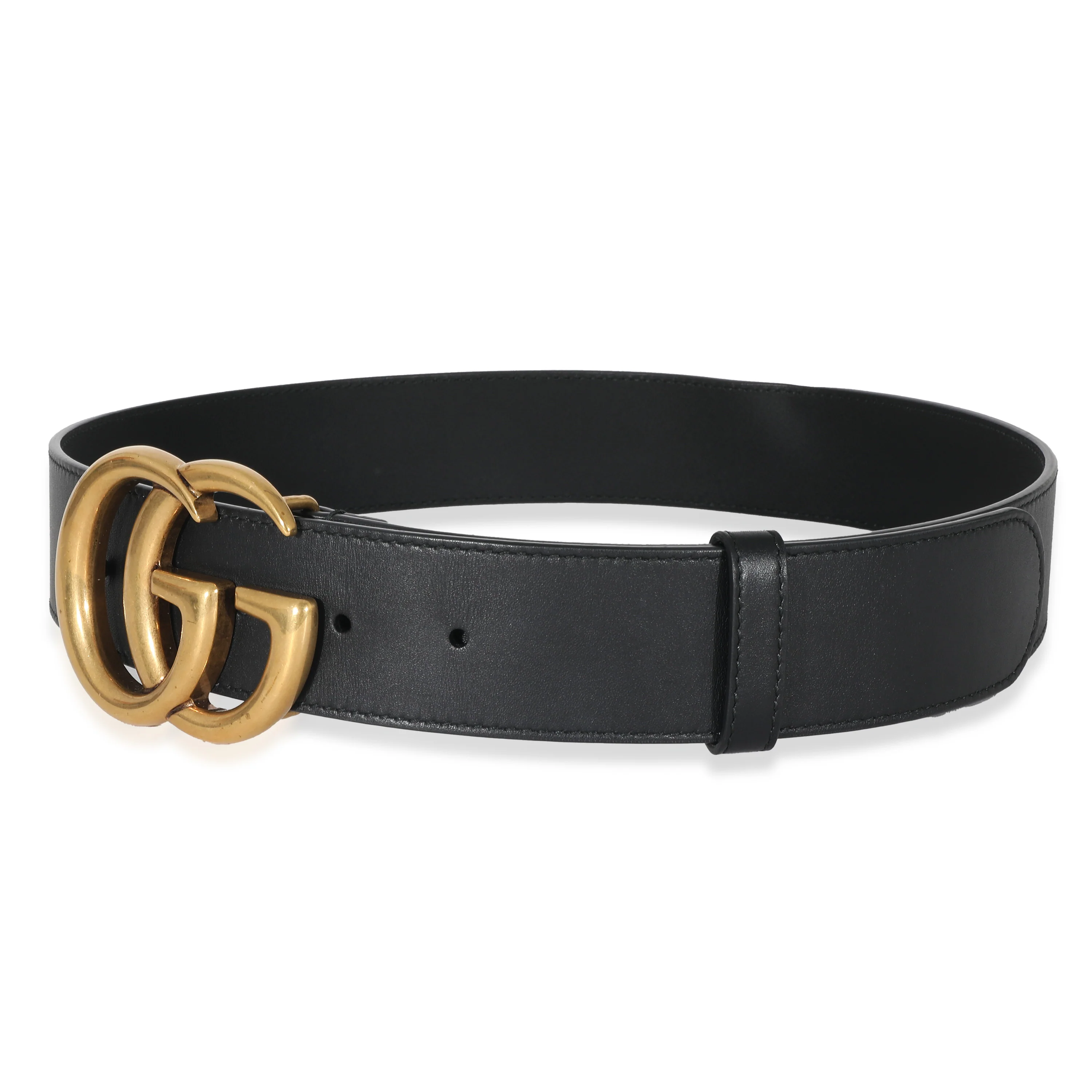 Gucci Black Leather 2015 Re-Edition Wide Double G Belt - Image 2