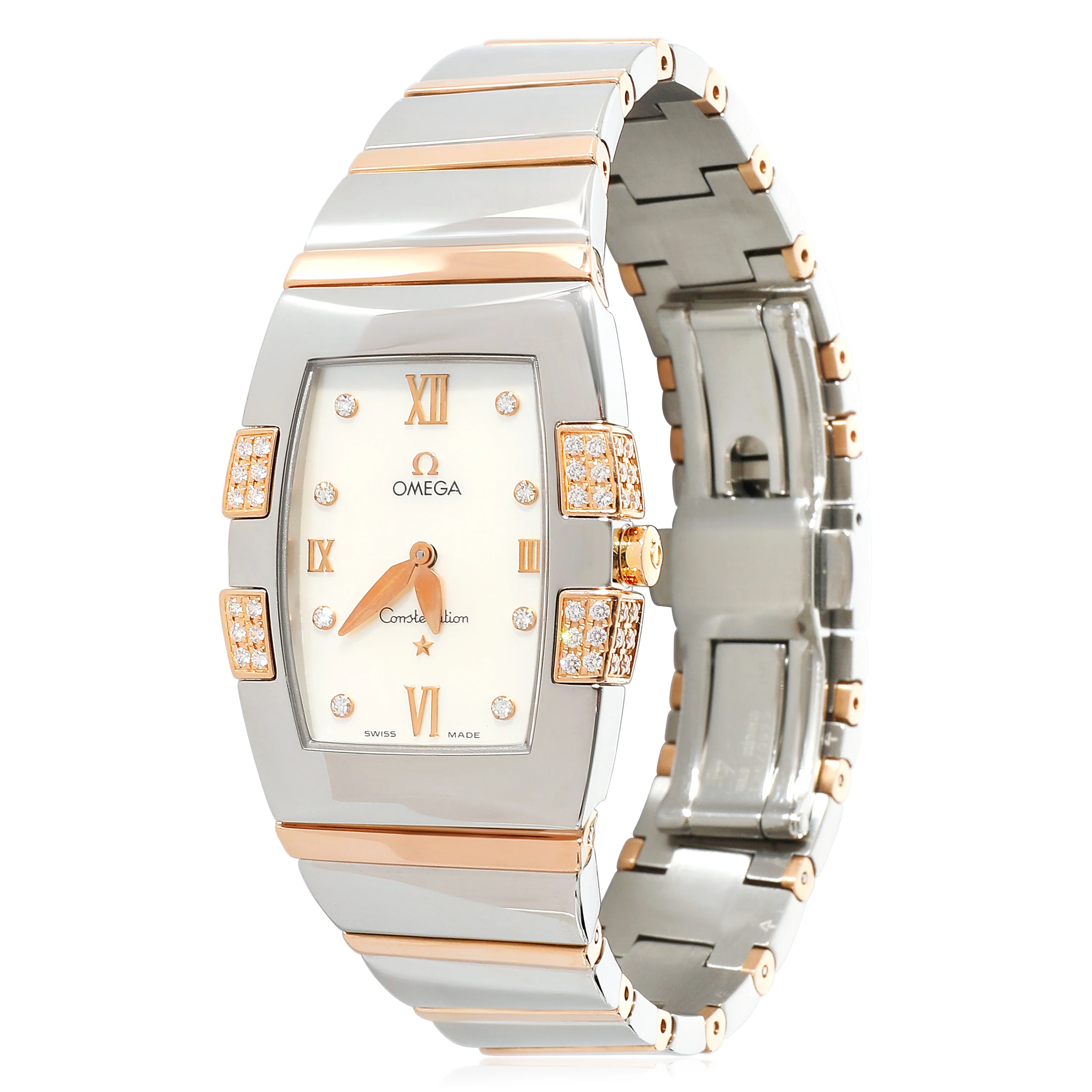 Omega Constellation Quadrella 1286.75 Womens Watch in 18kt Stainless Steel/Rose