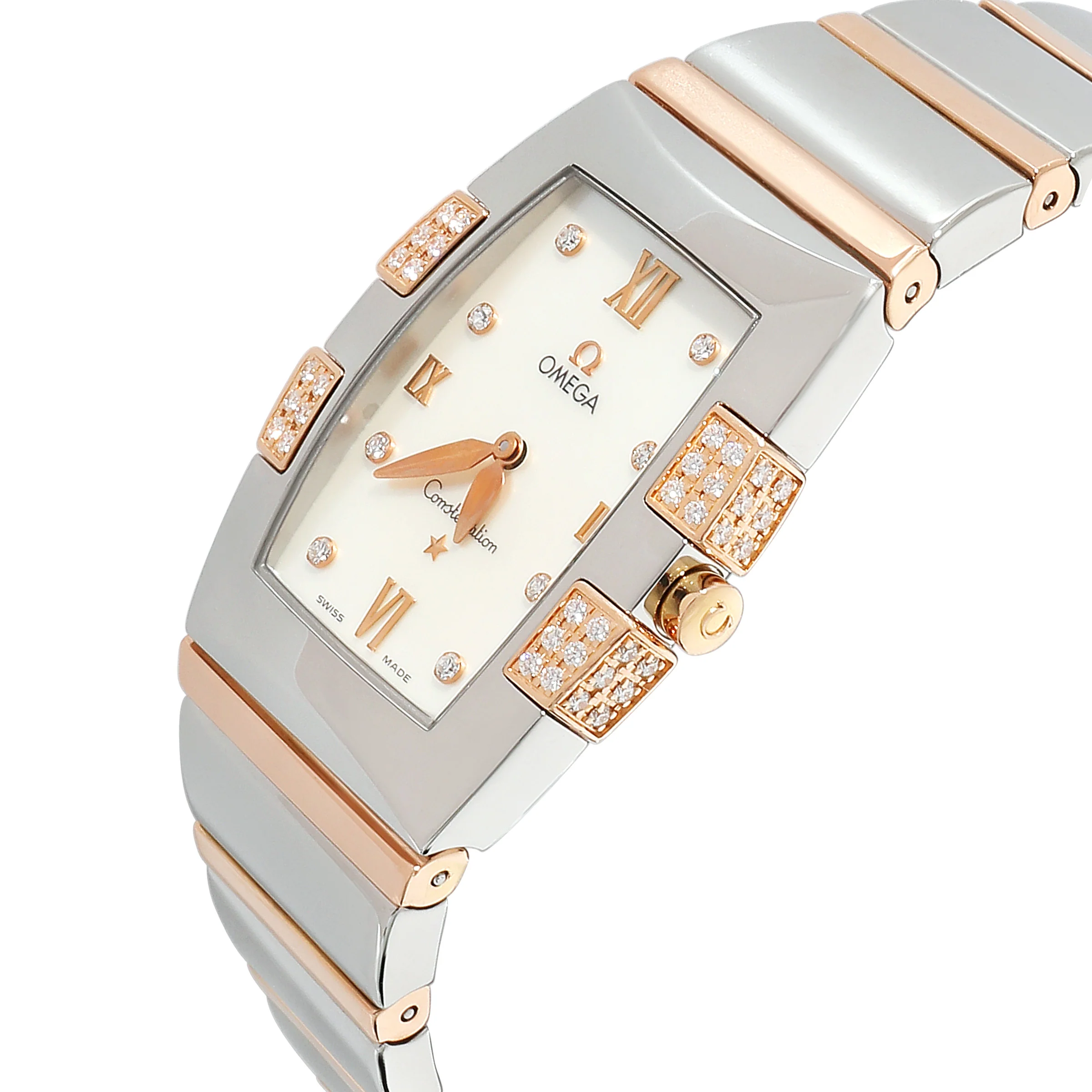 Omega Constellation Quadrella 1286.75 Womens Watch in 18kt Stainless Steel/Rose - Image 3