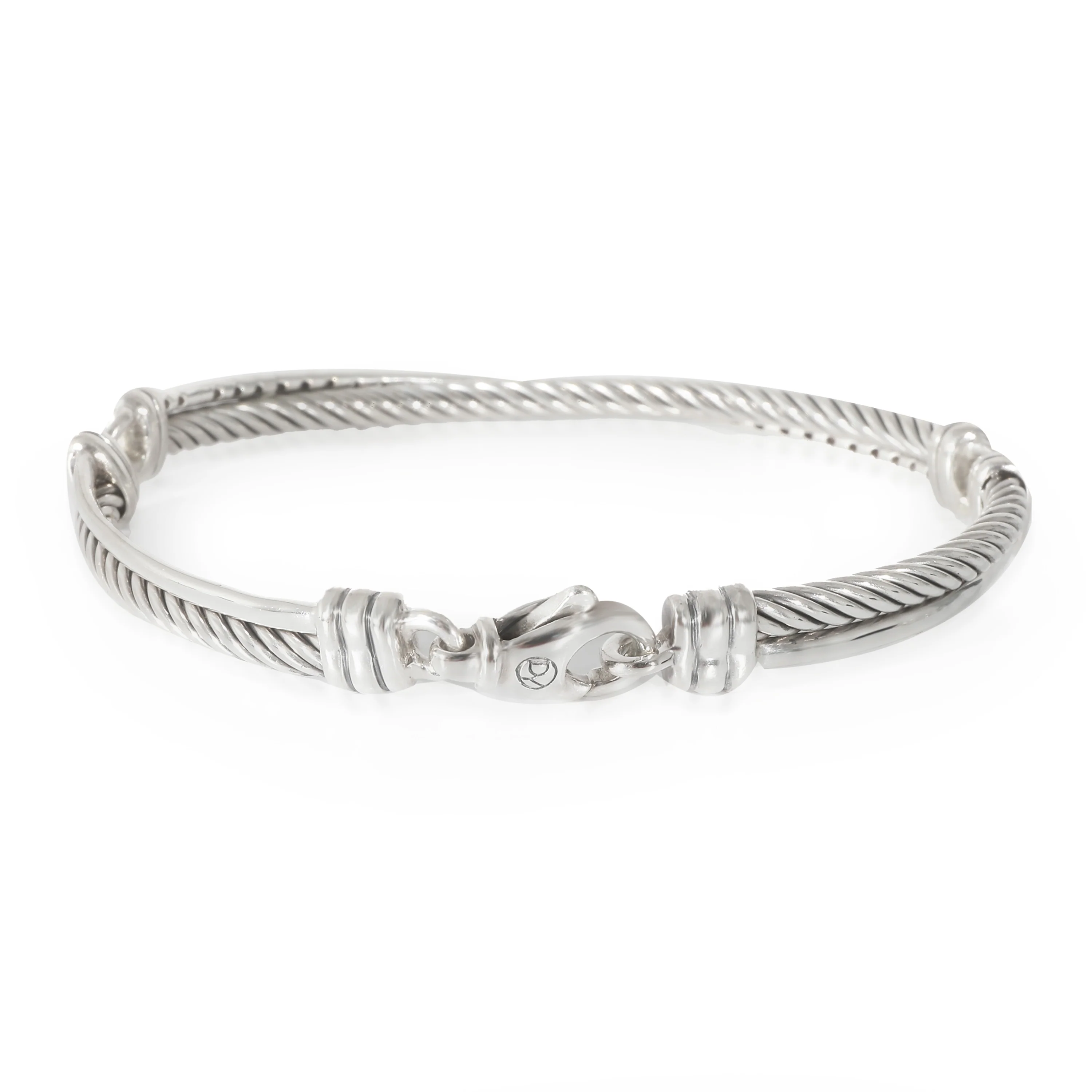 David Yurman Crossover Diamond Bracelet in  Sterling Silver 0.43 CTW - Image 3