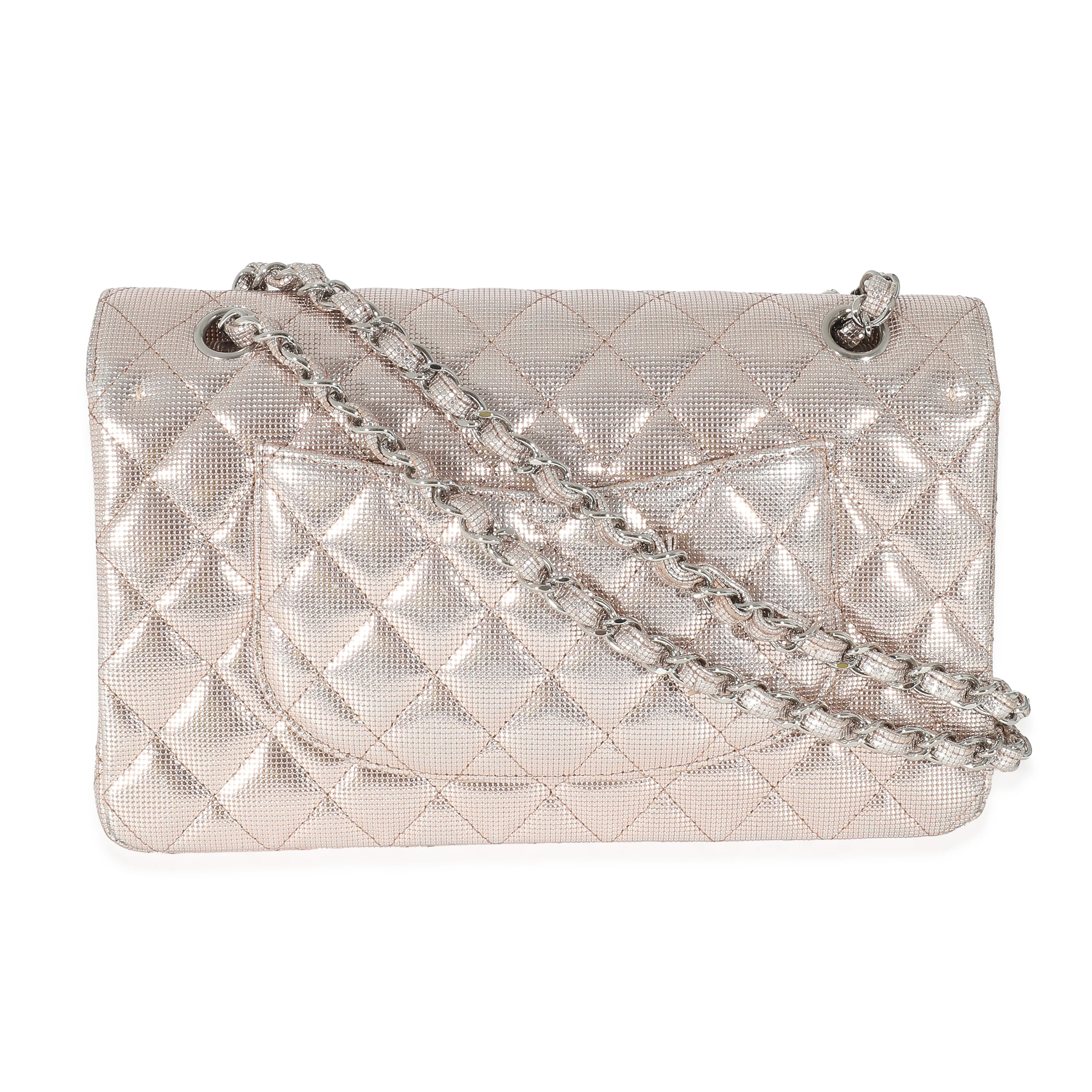 Chanel Pink Metallic Calfskin Pixel Effect Medium Classic Double Flap - Image 3