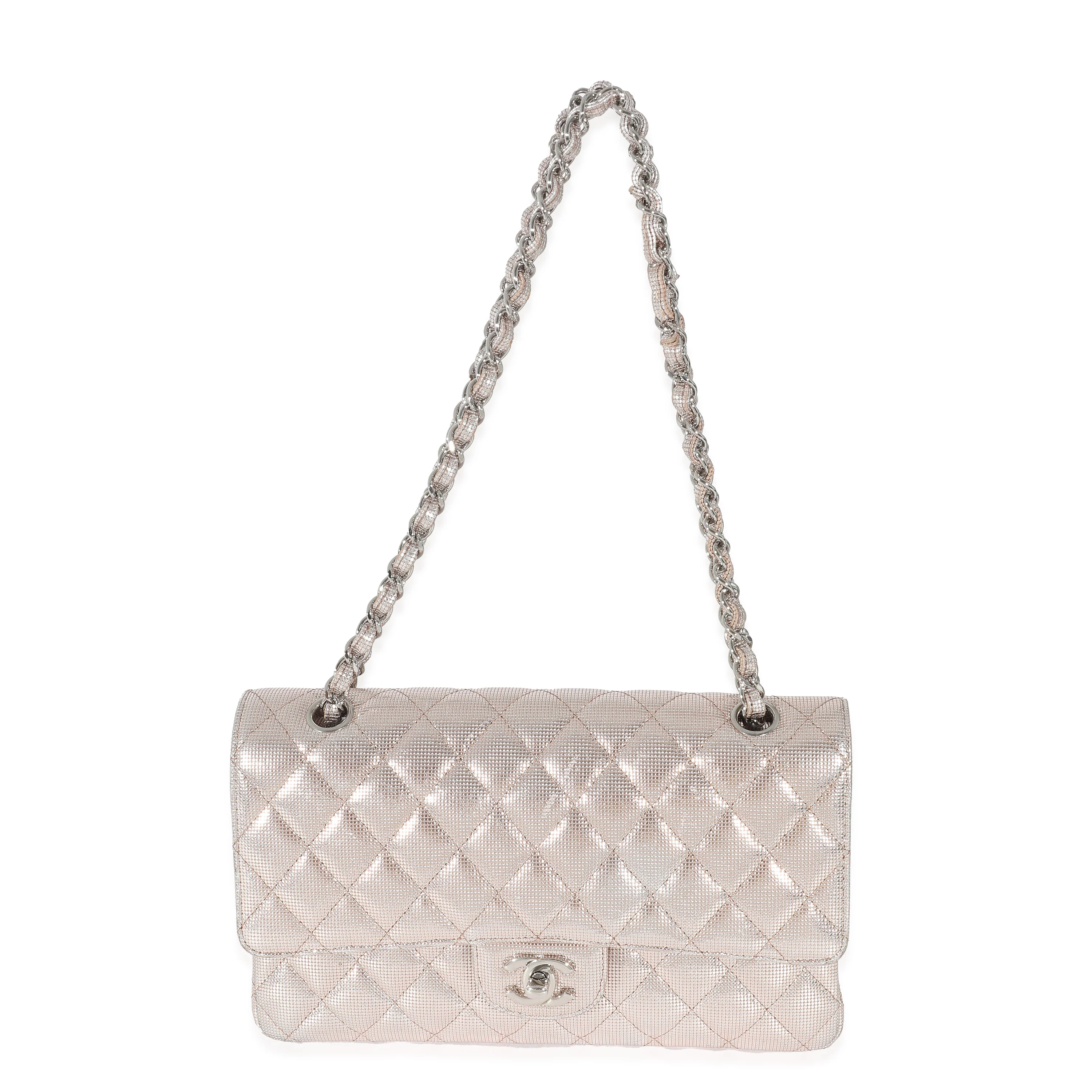 Chanel Pink Metallic Calfskin Pixel Effect Medium Classic Double Flap - Image 4