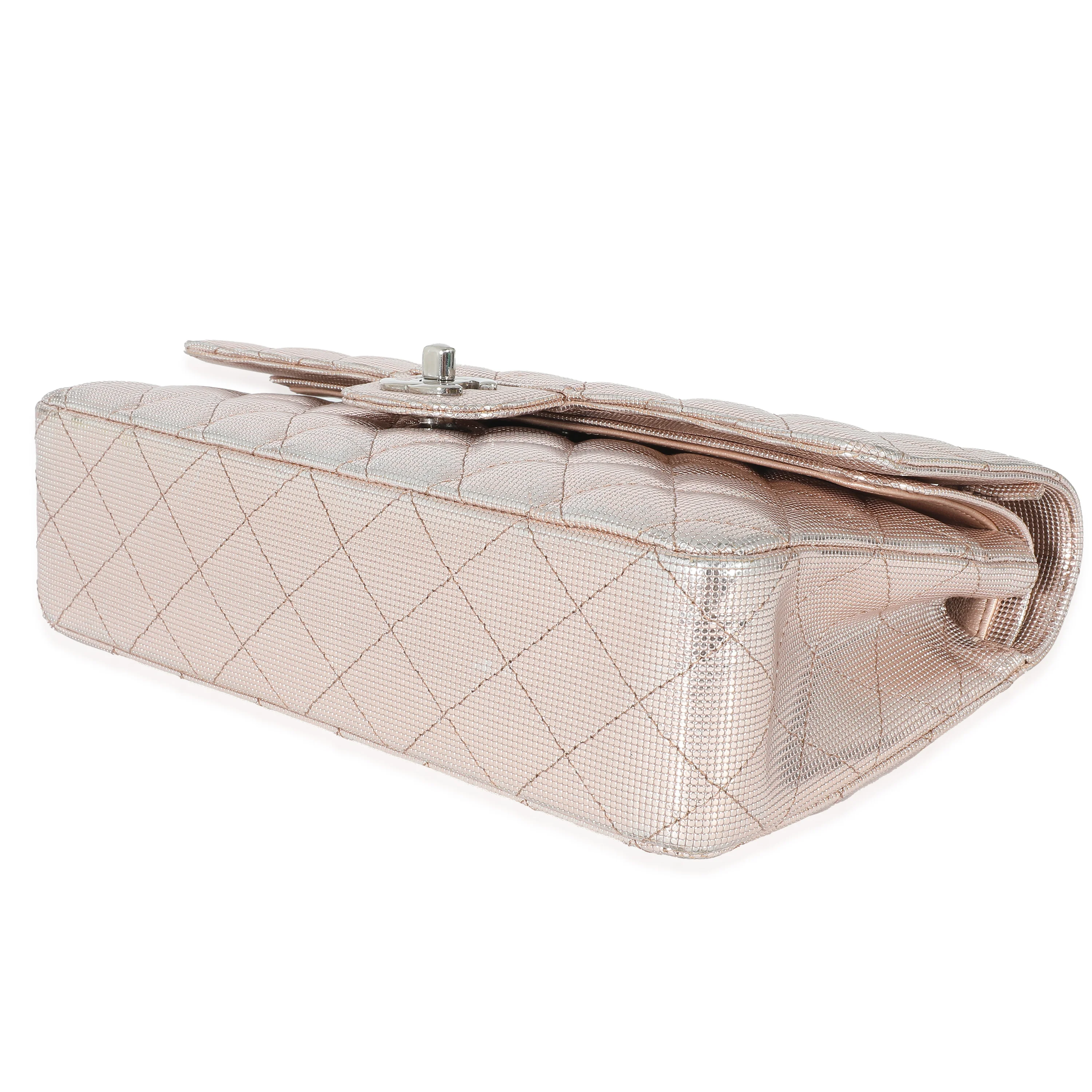 Chanel Pink Metallic Calfskin Pixel Effect Medium Classic Double Flap - Image 7