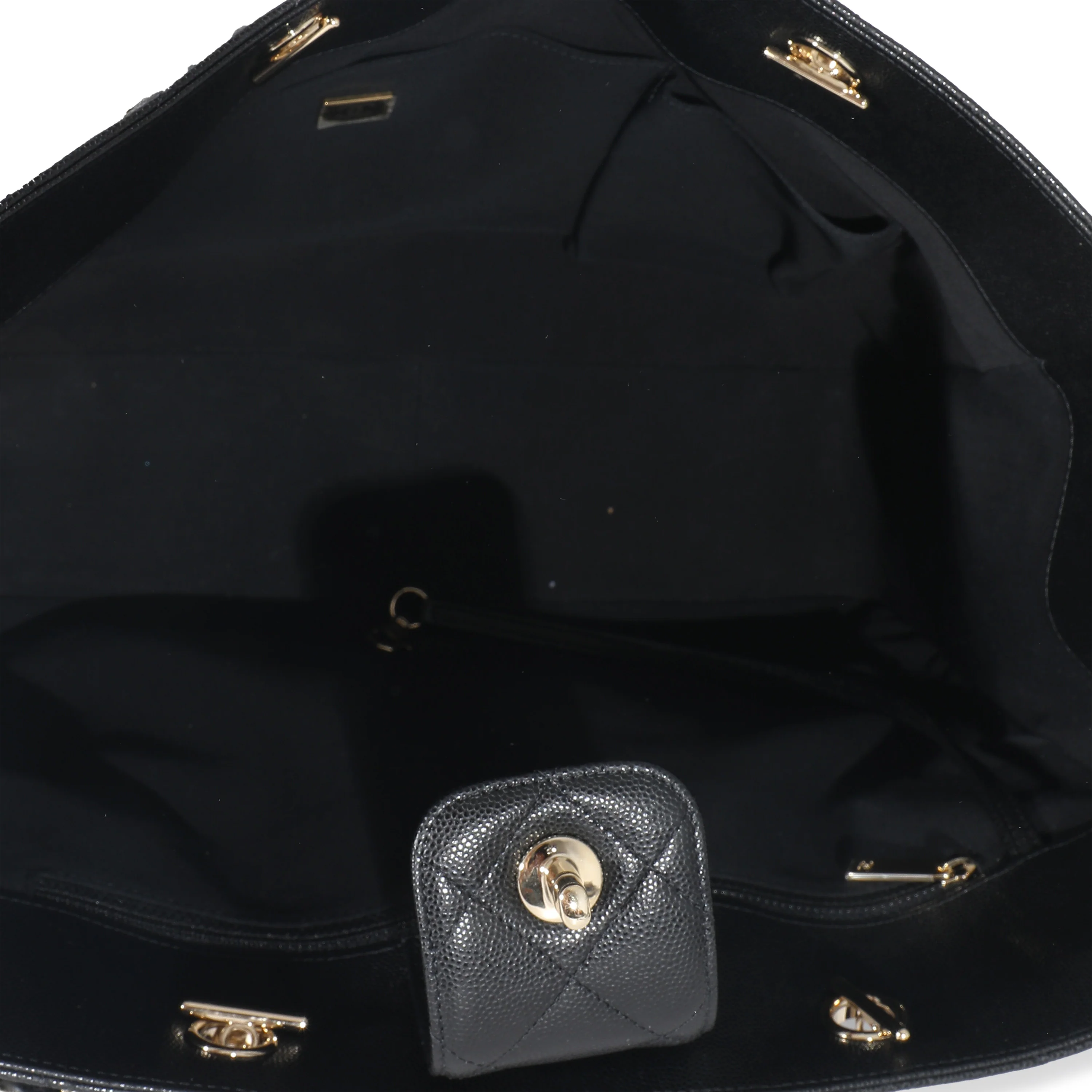 Chanel 23C Black Quilted Caviar Large Shopping Tote - Image 4