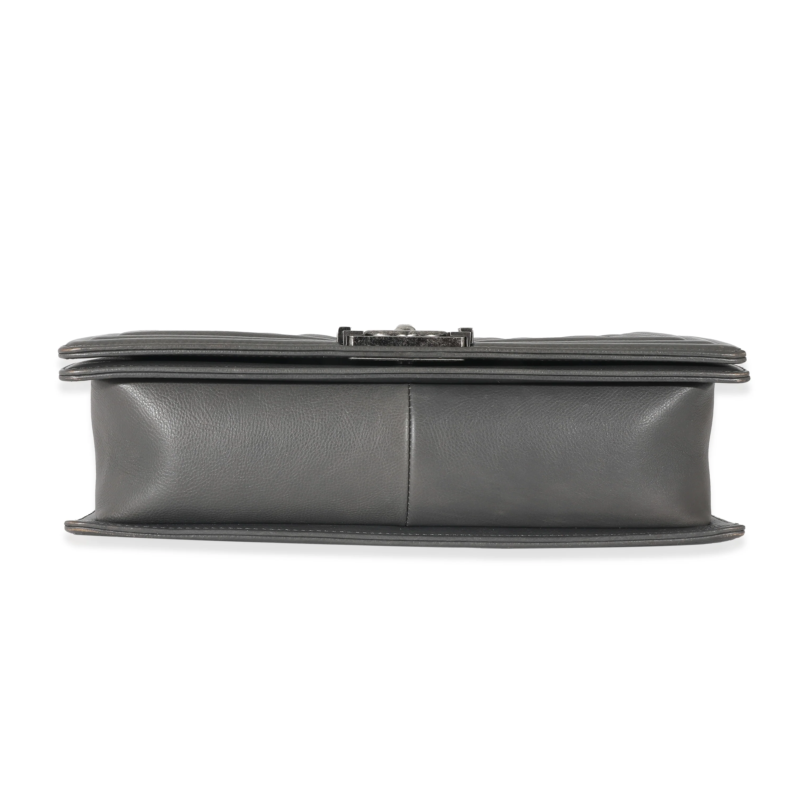 Chanel Grey Calfskin Whipstitch New Medium Boy Bag - Image 7