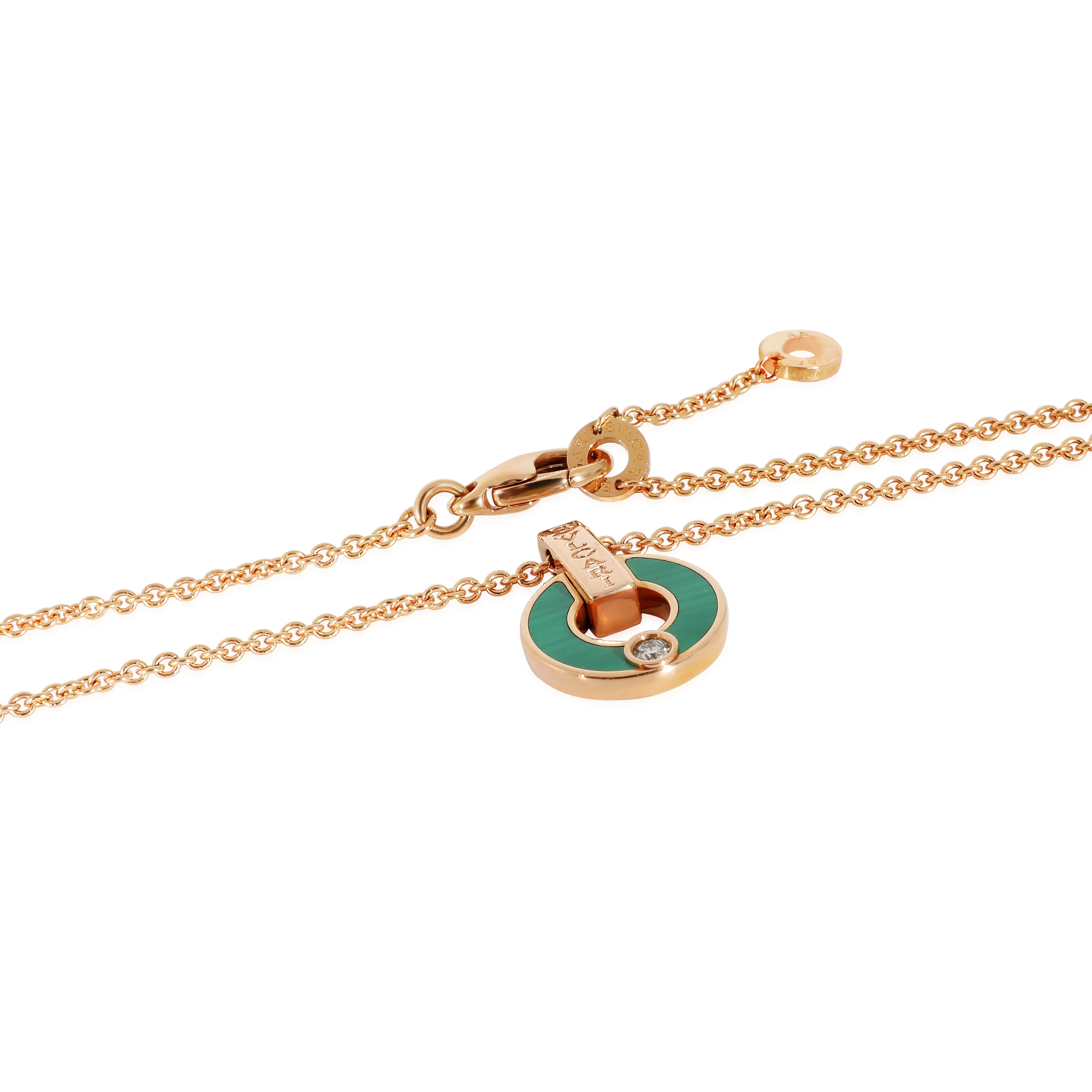 Bvlgari Bvlgari Malachite & Diamond Necklace in 18k Rose Gold 0.06 CTW - Image 2