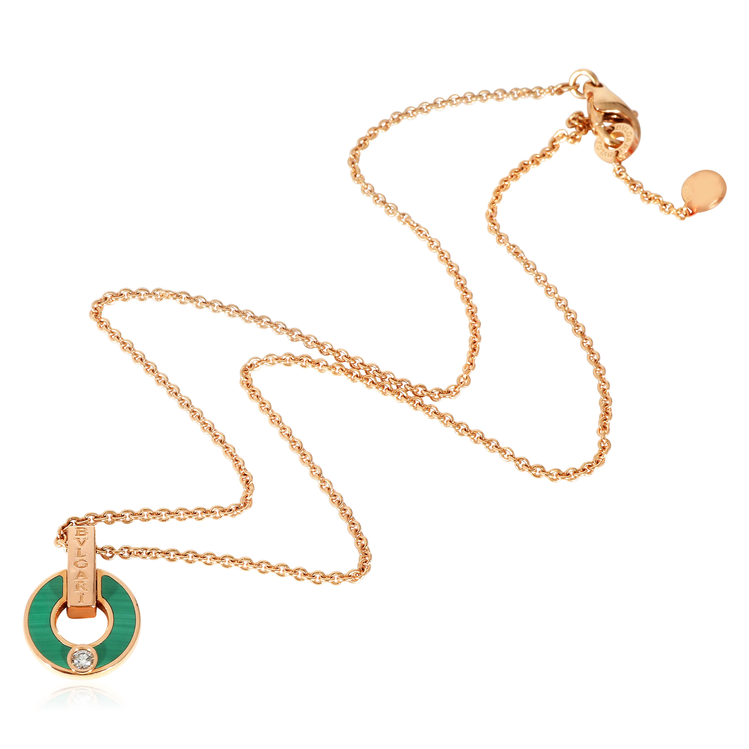 Bvlgari Bvlgari Malachite & Diamond Necklace in 18k Rose Gold 0.06 CTW - Image 3