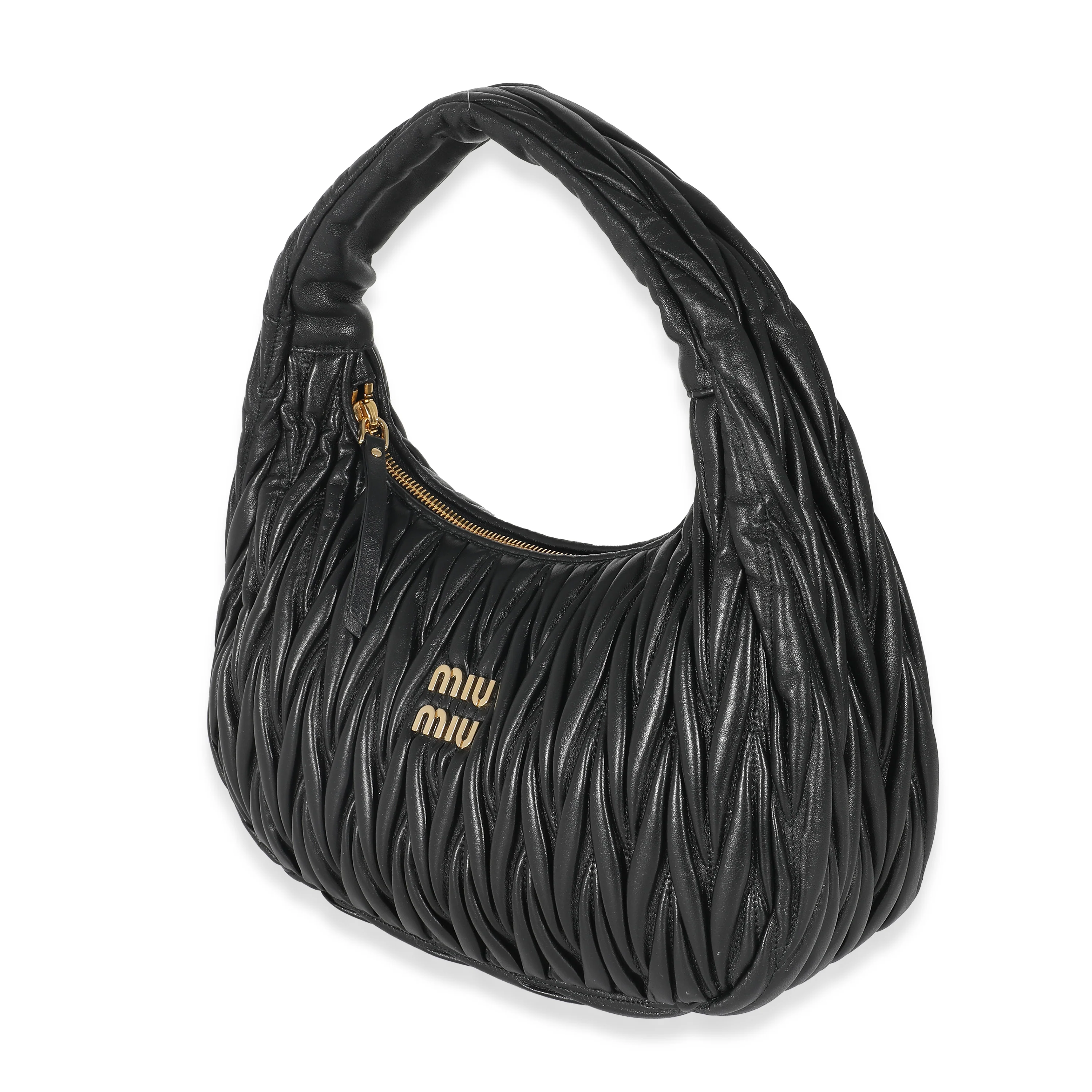 Miu Miu Black Matelasse Nappa Wander Hobo - Image 2