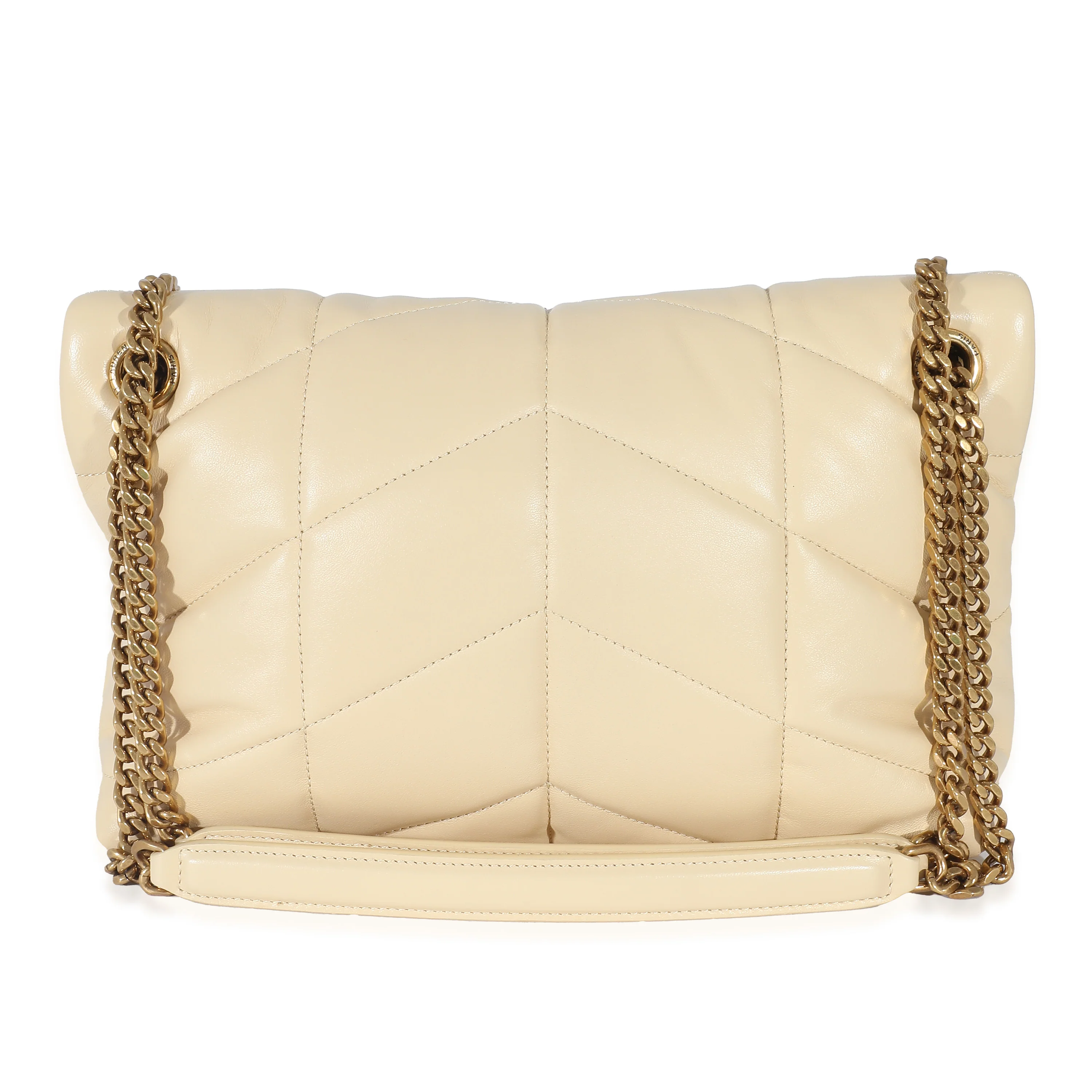Saint Laurent Jaune Pale Lambskin Small Puffer Chain Bag - Image 3