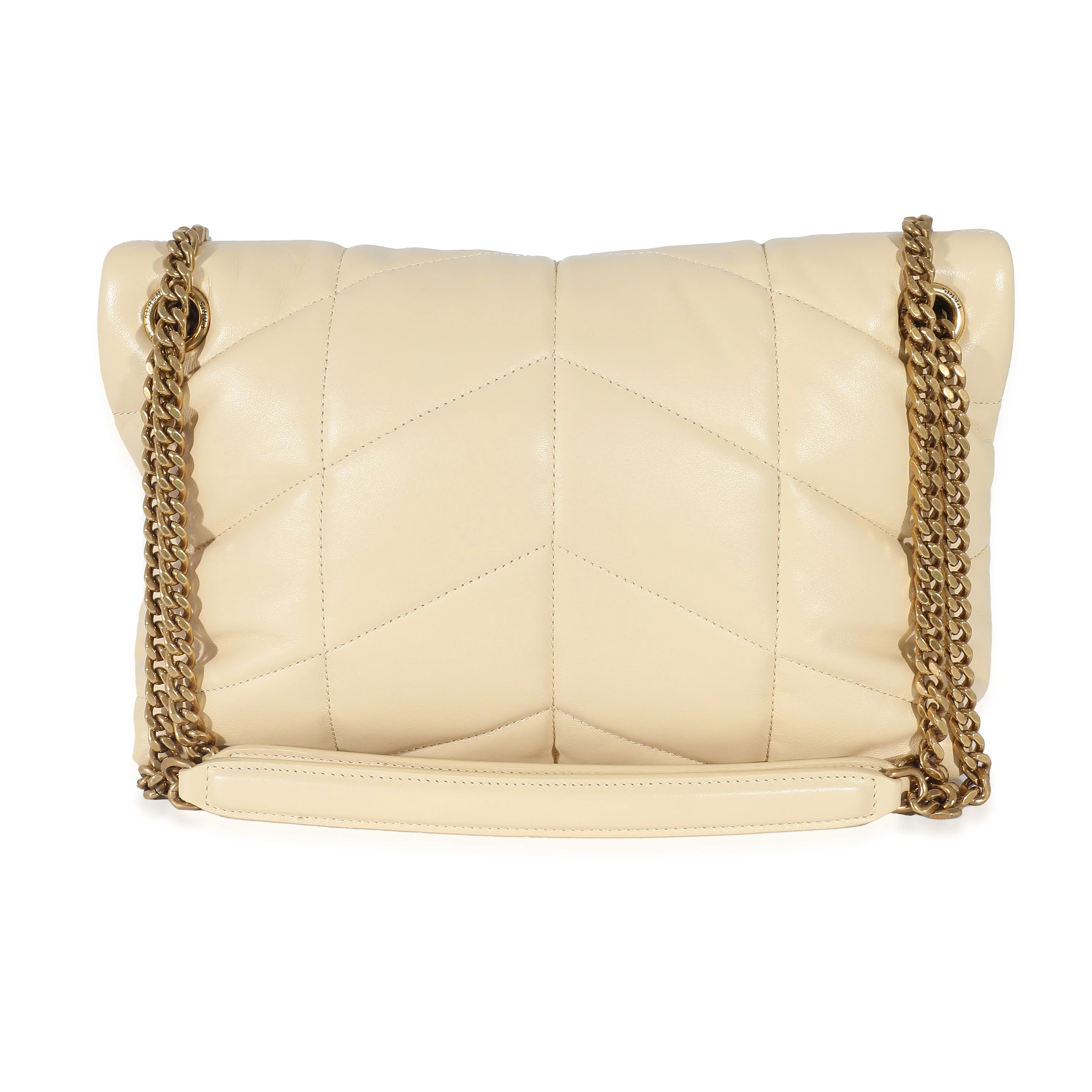 Saint Laurent Jaune Pale Lambskin Small Puffer Chain Bag - Image 3