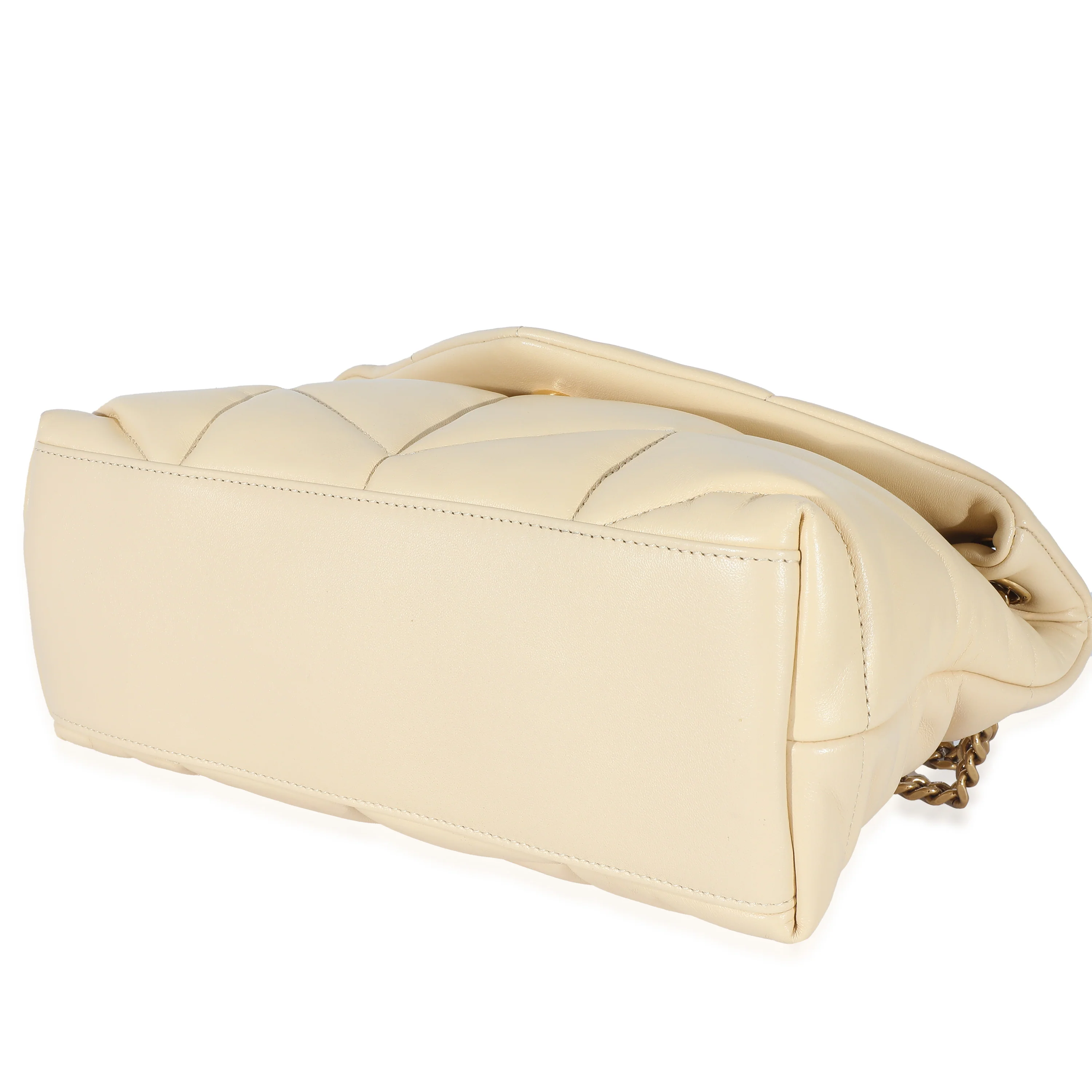 Saint Laurent Jaune Pale Lambskin Small Puffer Chain Bag - Image 7
