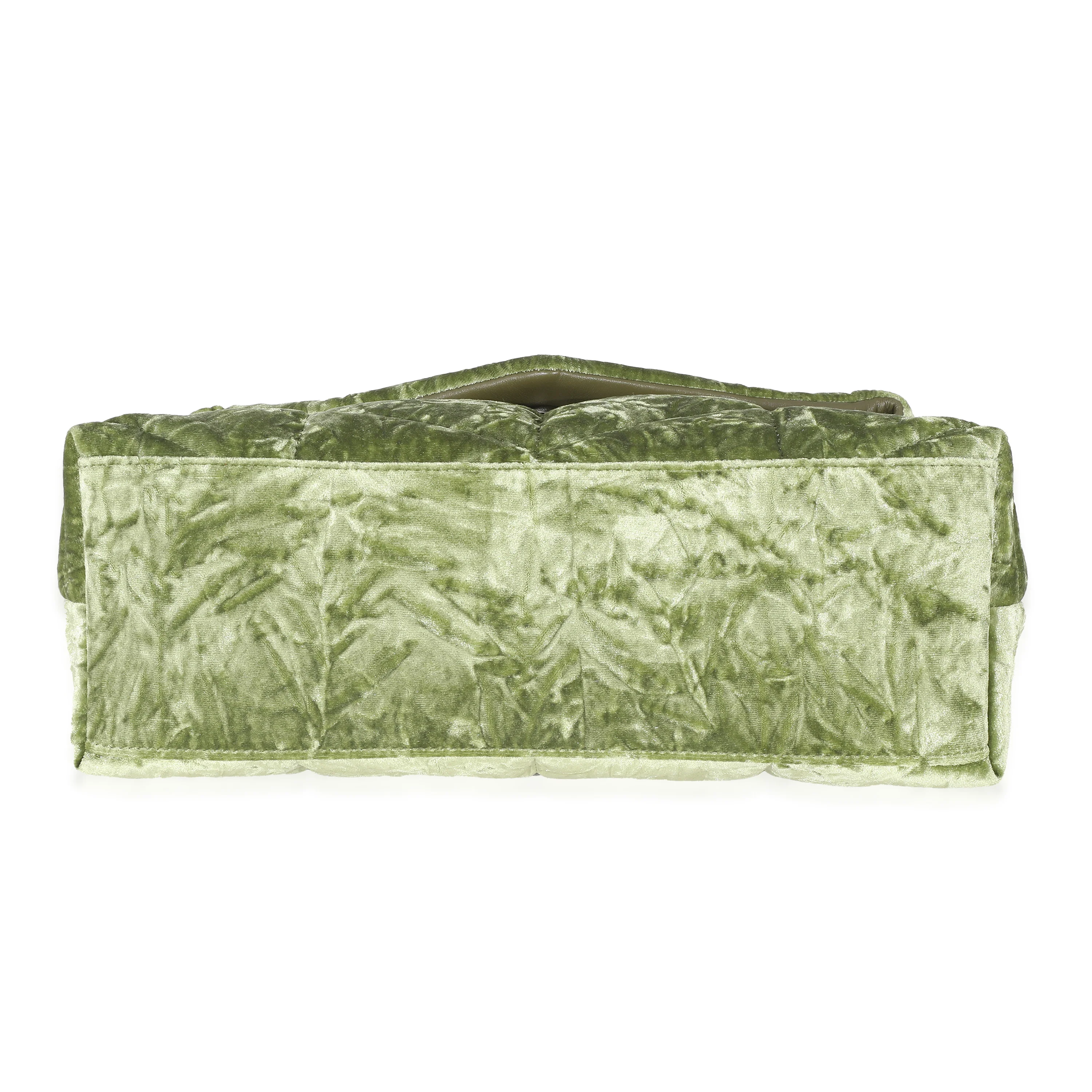Saint Laurent Green Crushed Velvet Small Loulou Puffer Bag - Image 5