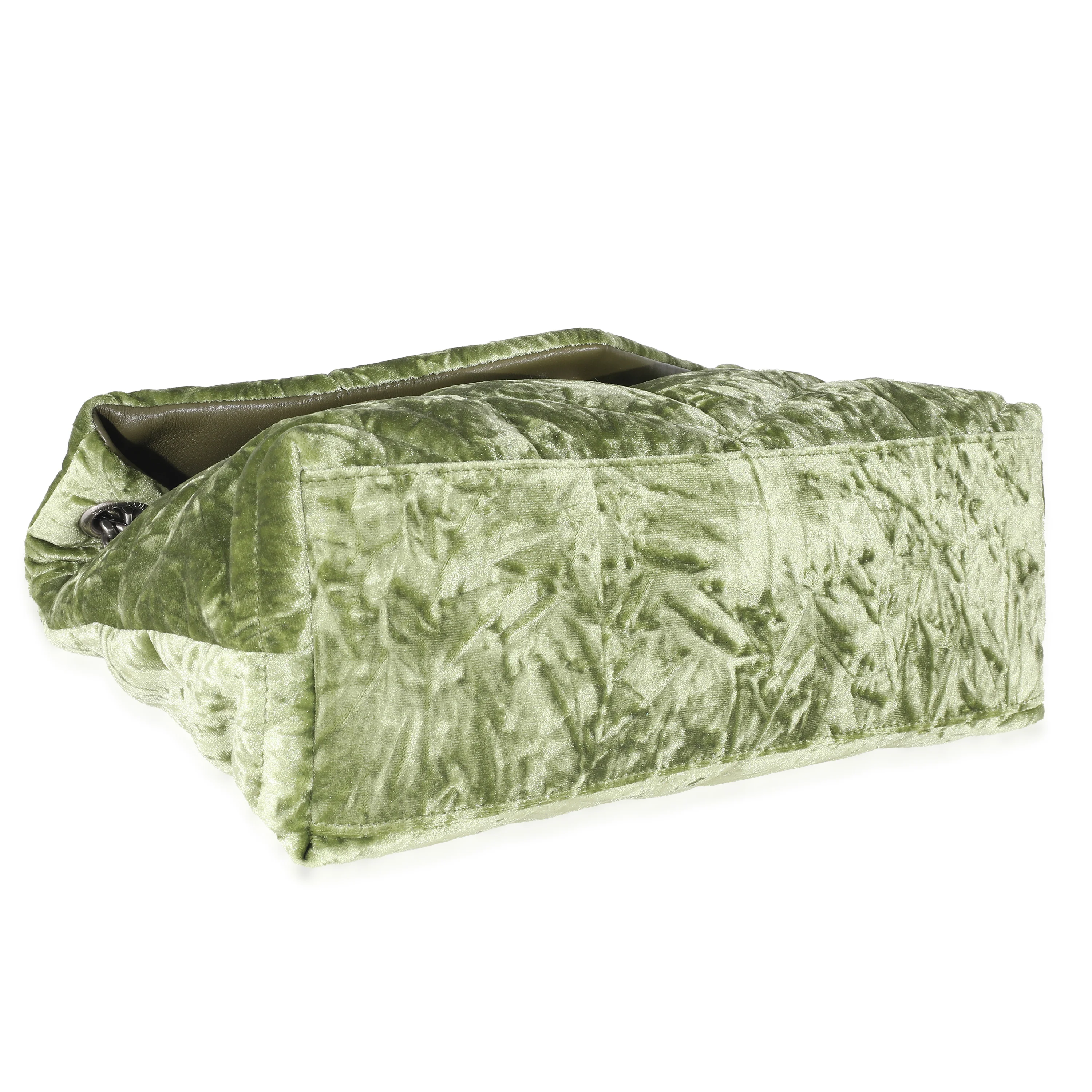 Saint Laurent Green Crushed Velvet Small Loulou Puffer Bag - Image 6