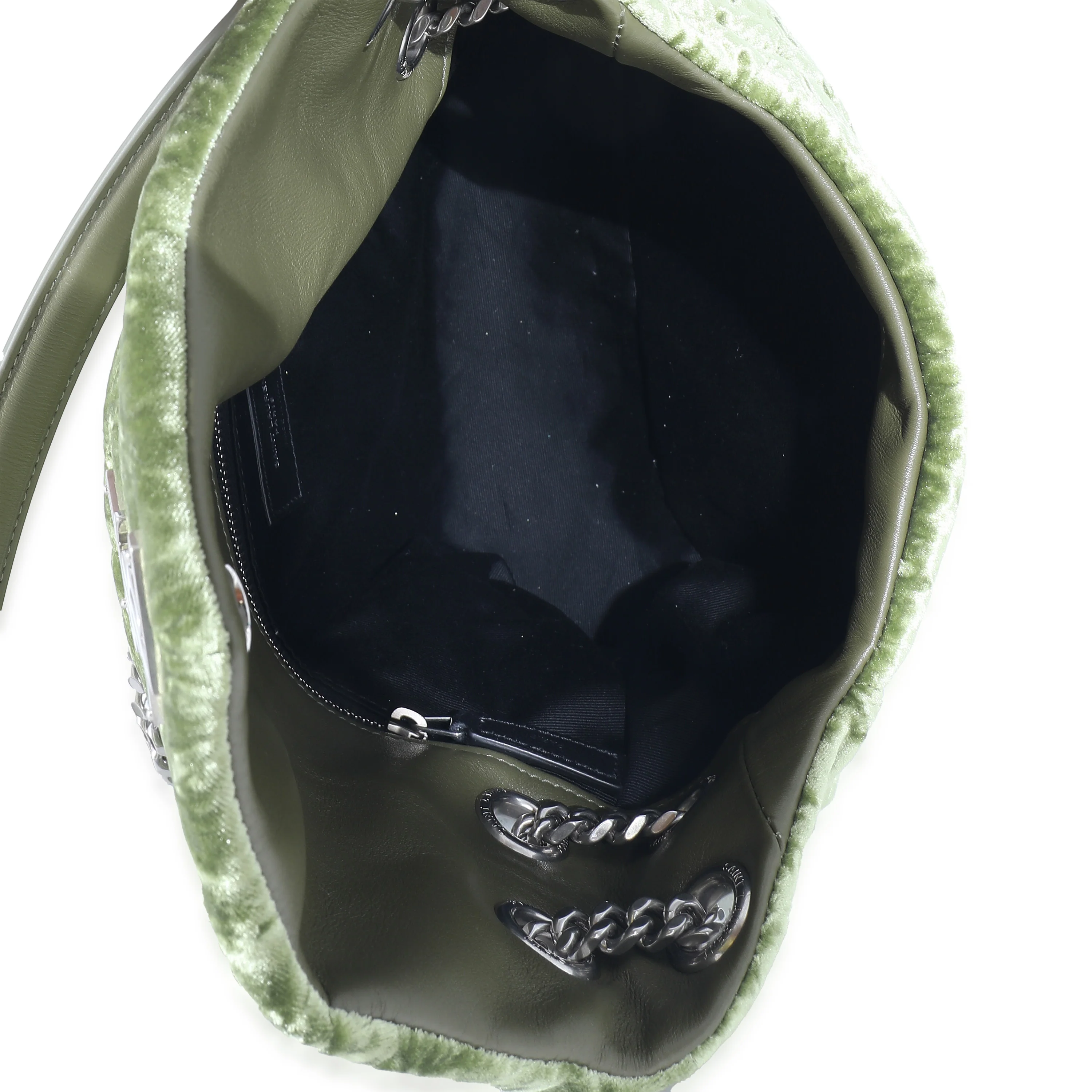 Saint Laurent Green Crushed Velvet Small Loulou Puffer Bag - Image 8