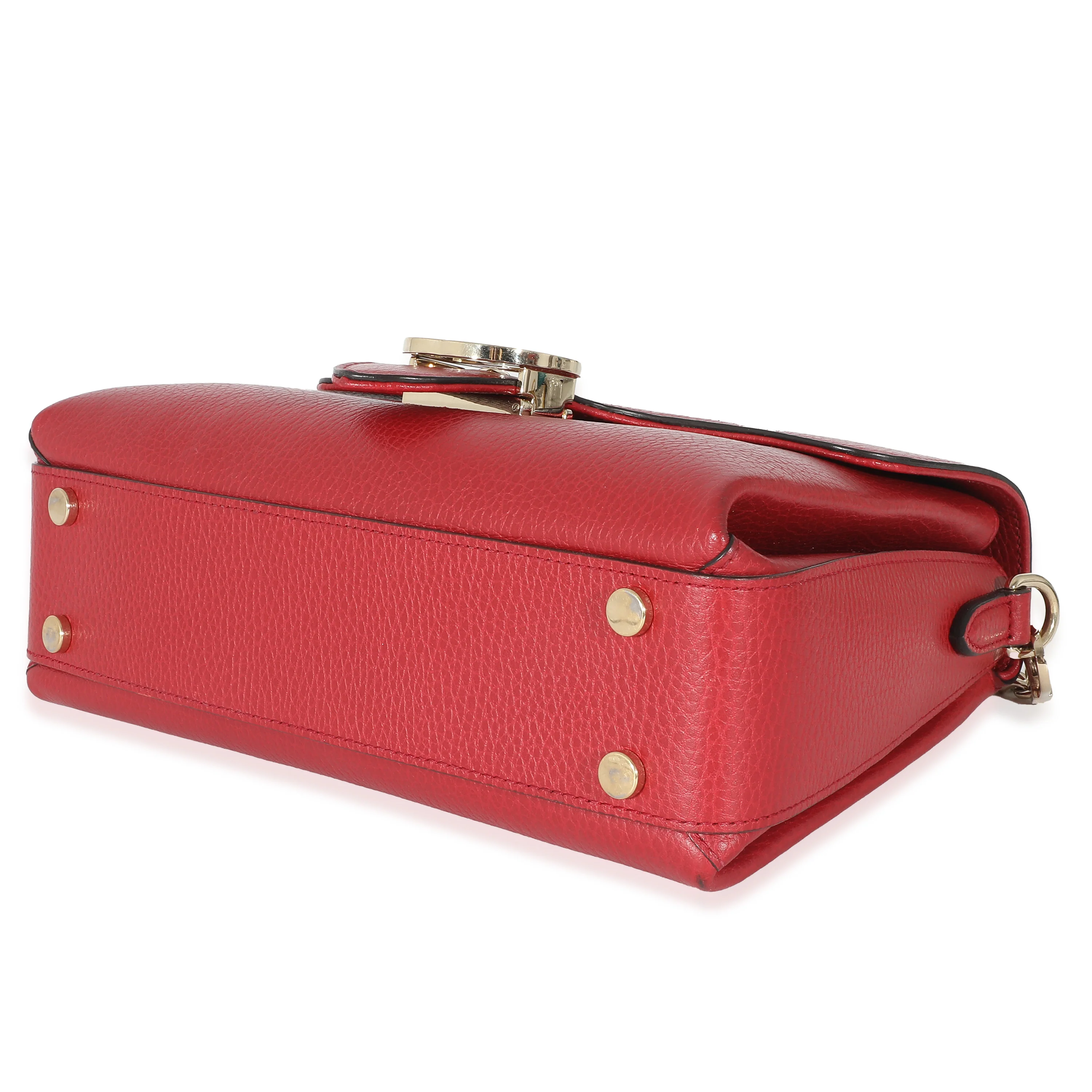 Gucci Red Calfskin Small Interlocking G Dollar Top Handle Bag - Image 7