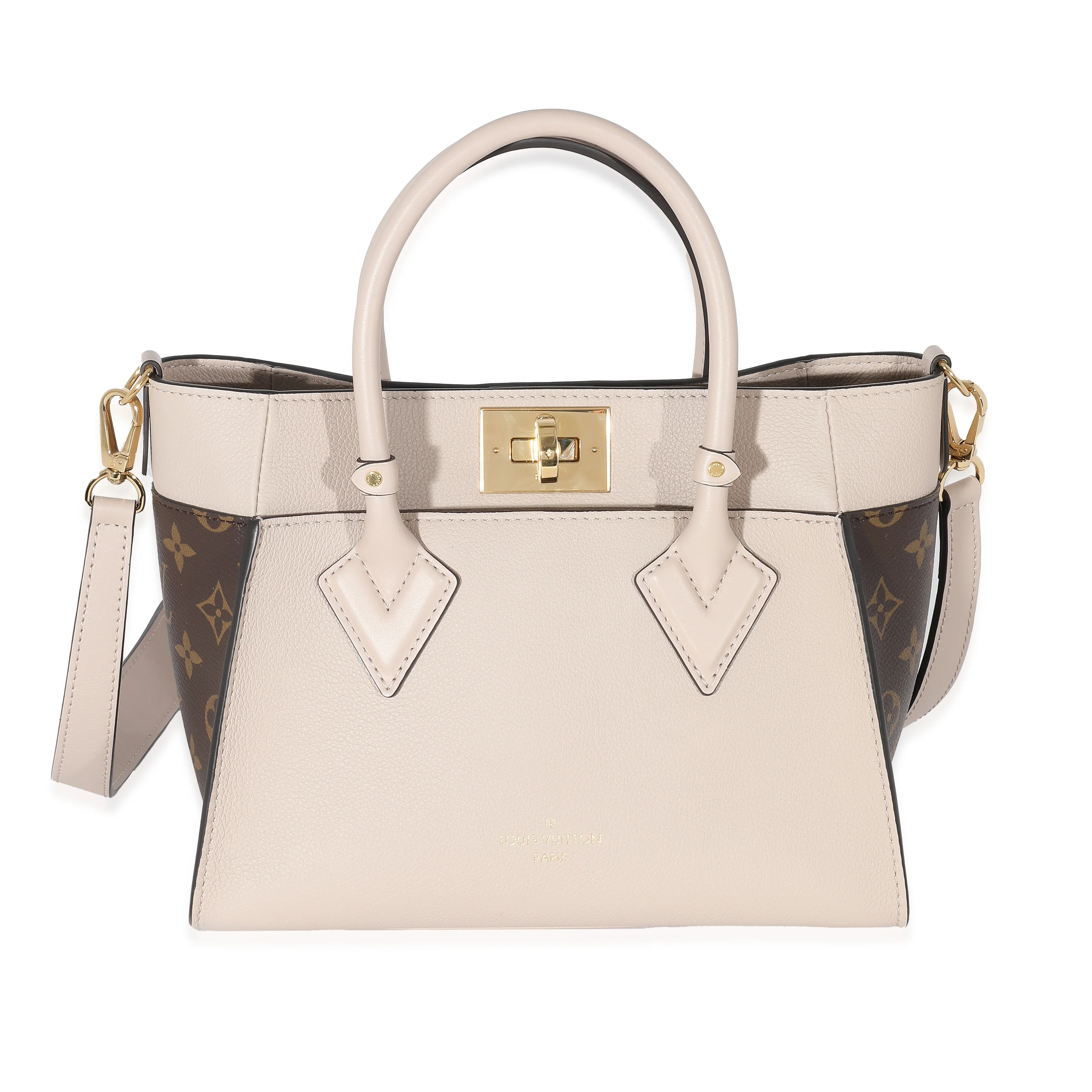 Louis Vuitton Greige Leather Monogram Canvas On My Side PM
