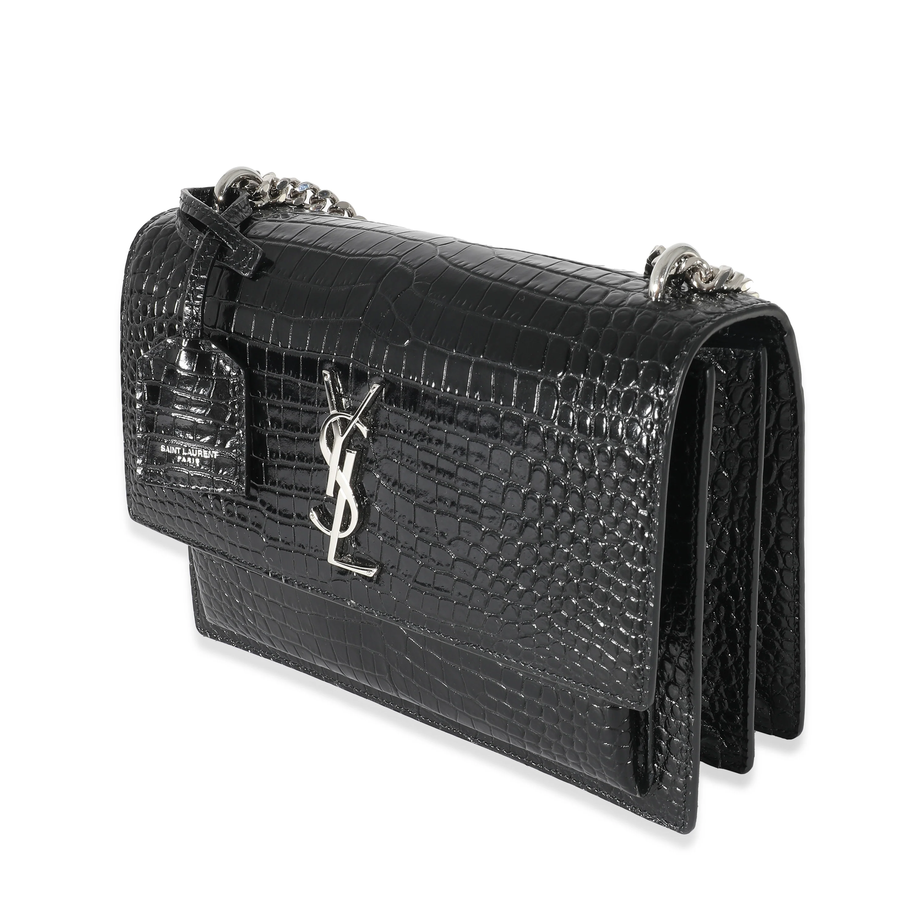 Saint Laurent Black Crocodile Embossed Medium Monogram Sunset - Image 2