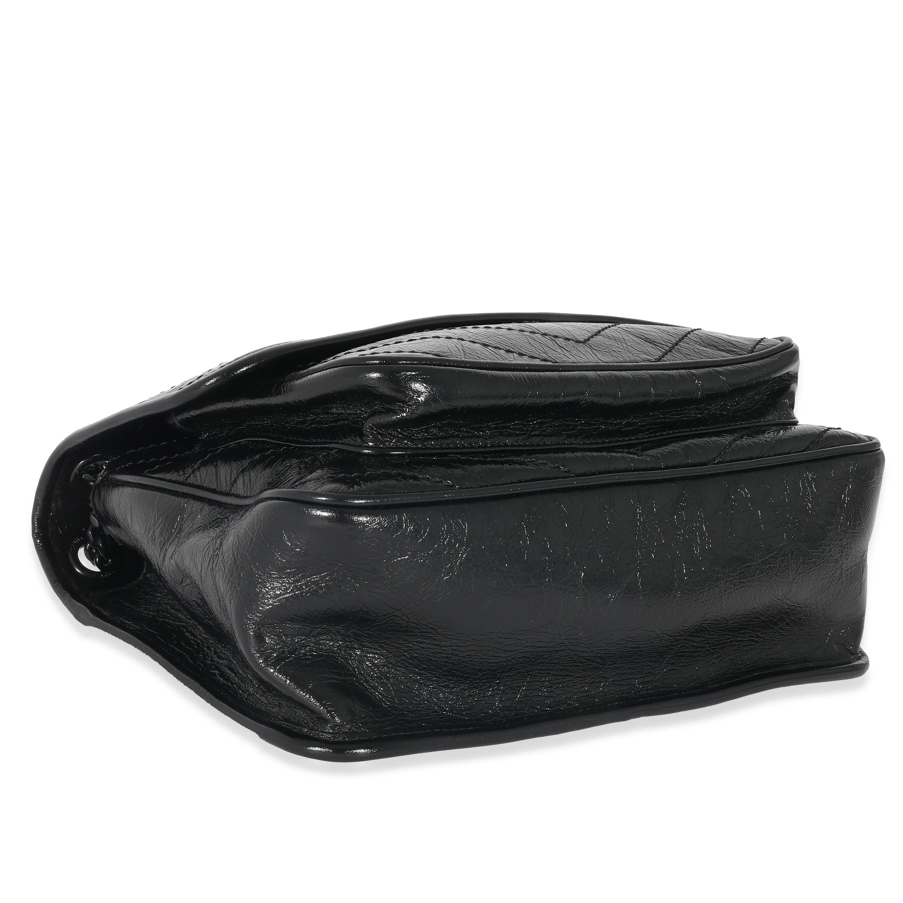 Saint Laurent Black Crinkled Calfskin Medium Niki Bag - Image 6