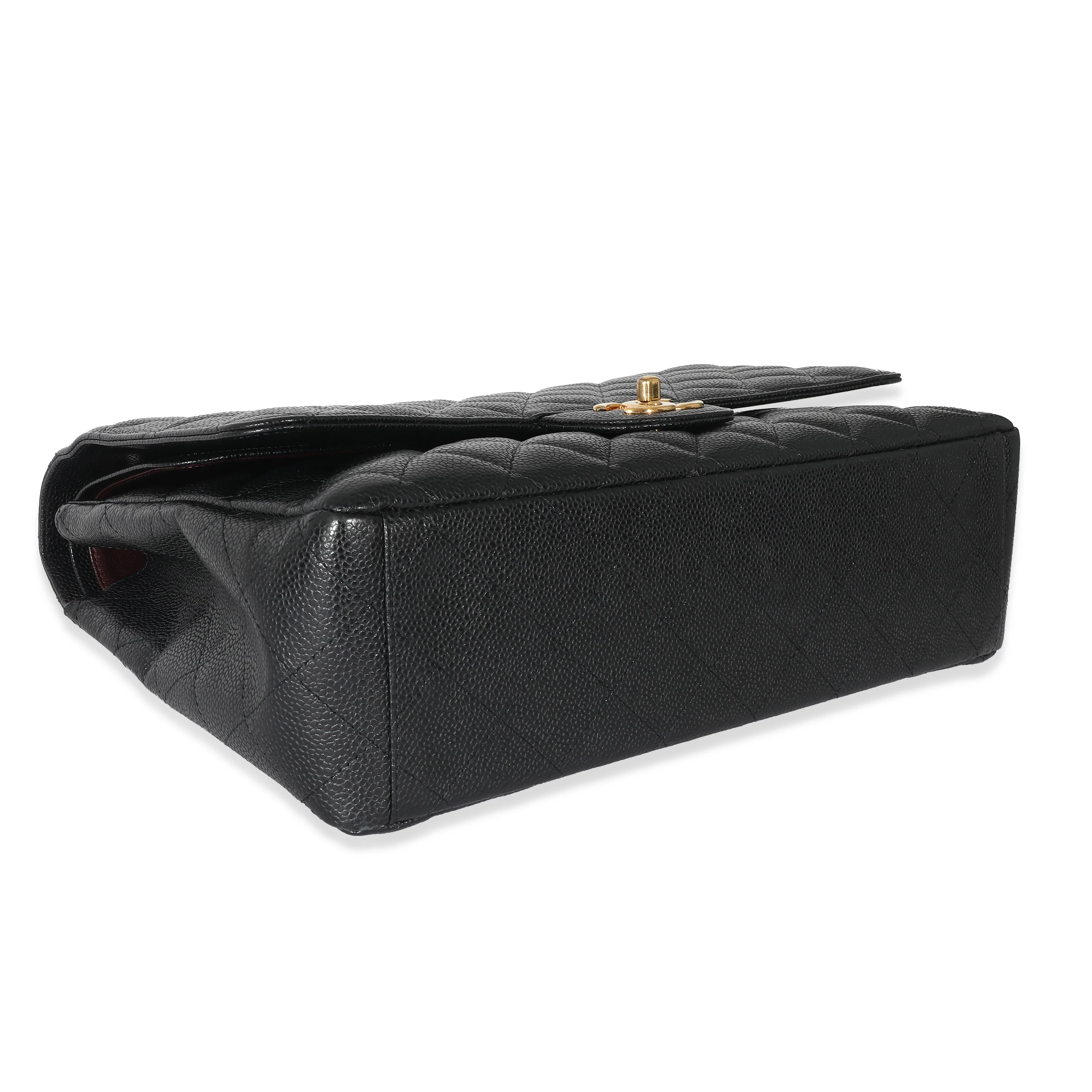 Black Caviar Maxi Double Flap Handbag - Image 6