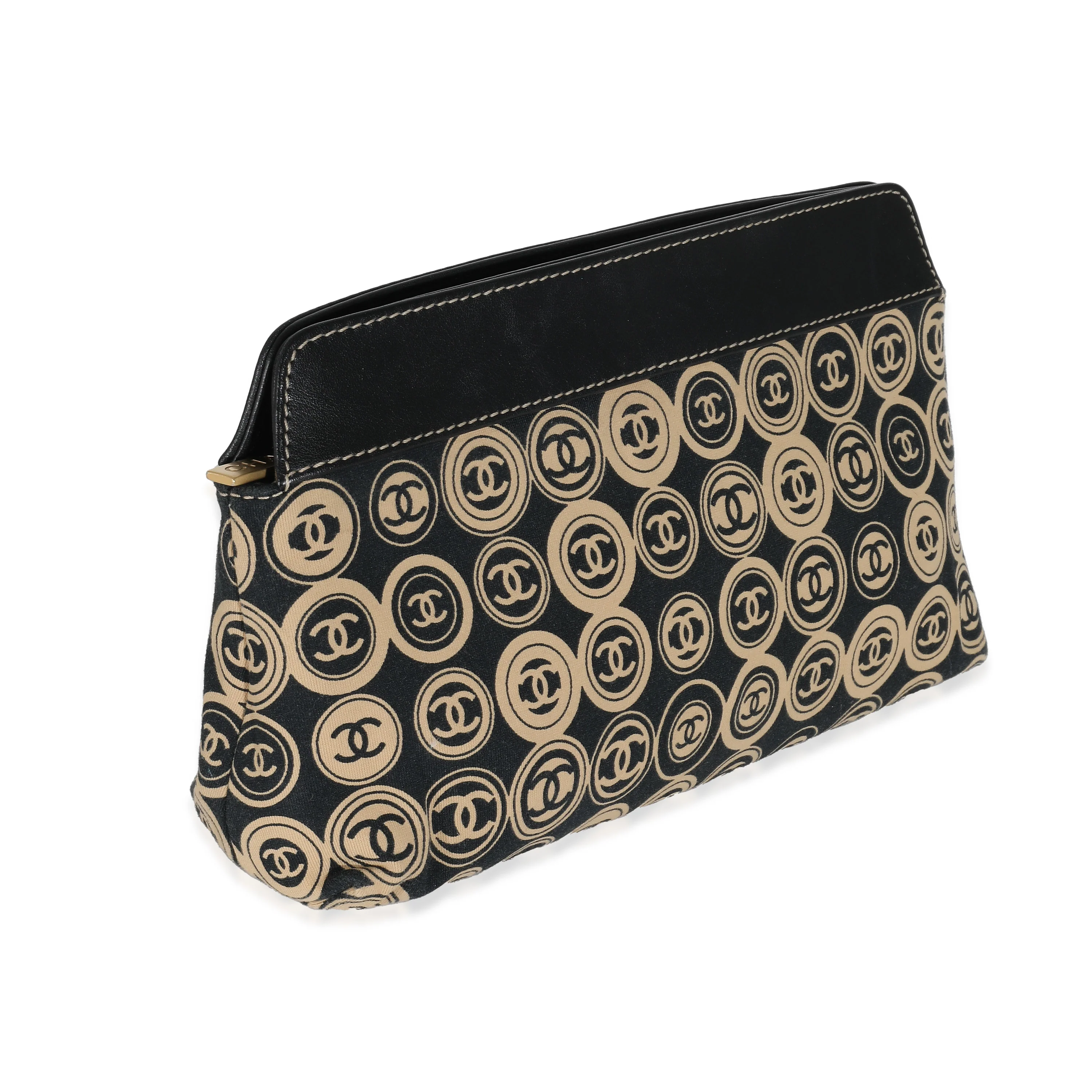 Black Beige Canvas CC Logo Clutch - Image 3